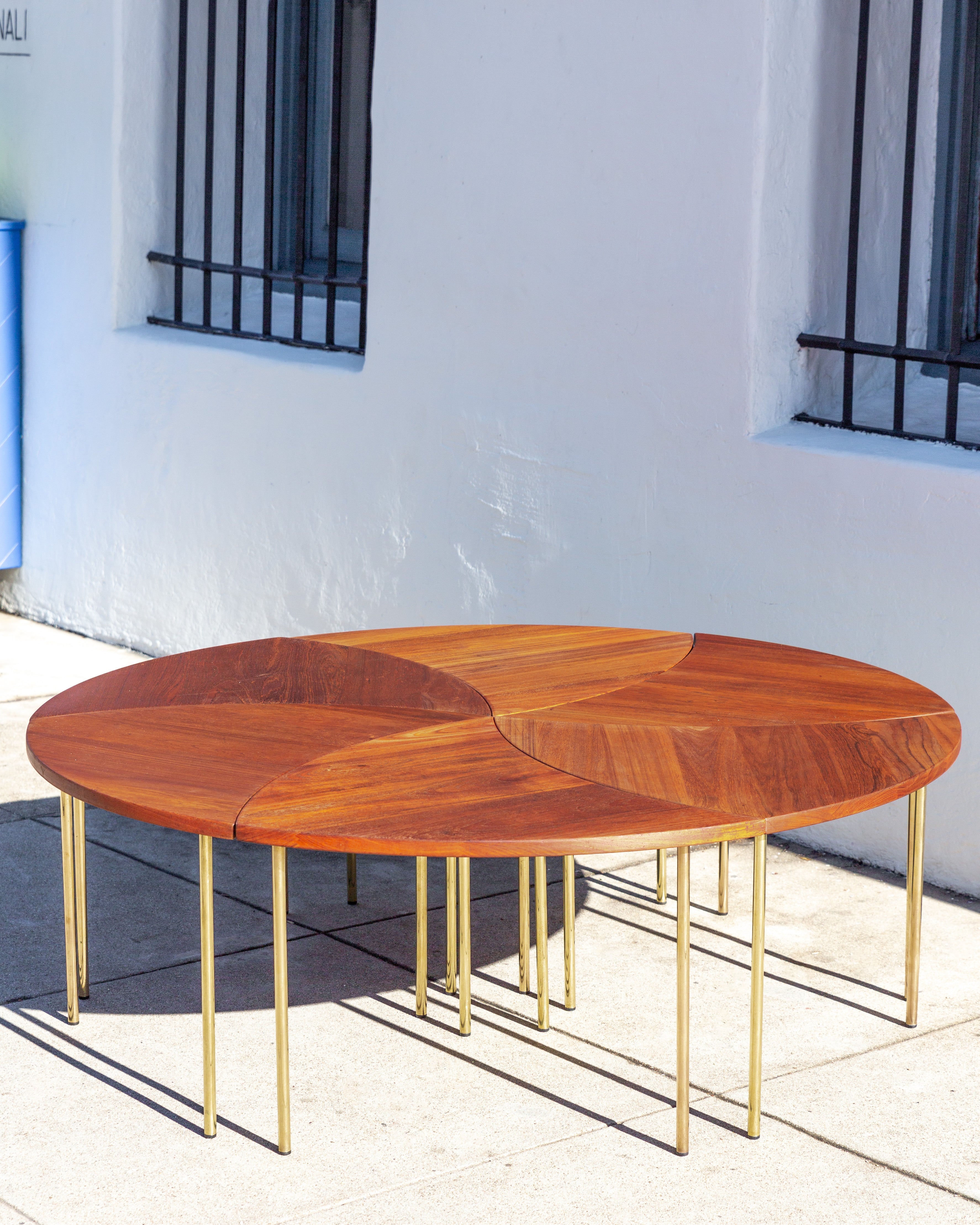 Pinwheel Coffee Table By Peter Hvidt Solid Teak Top on Brass Legs