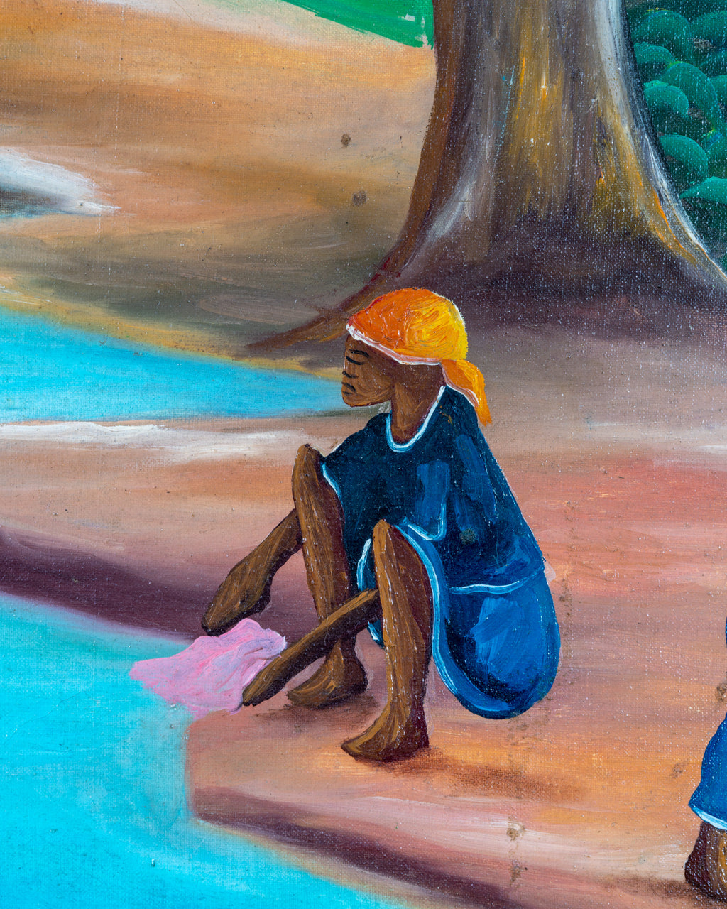 1940's Oil On Canvas Haitian Scene By C. Roland