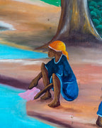 1940's Oil On Canvas Haitian Scene By C. Roland