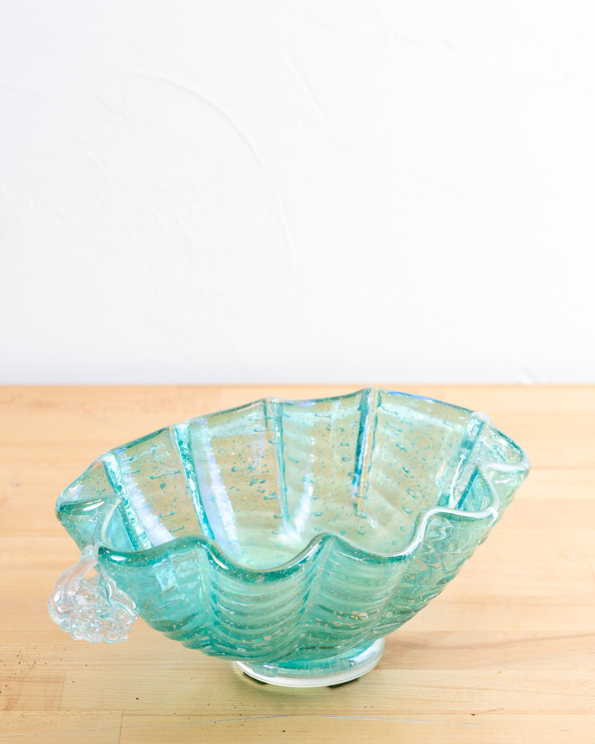 Vintage Handblown Murano Glass Bowl with Grape Handles