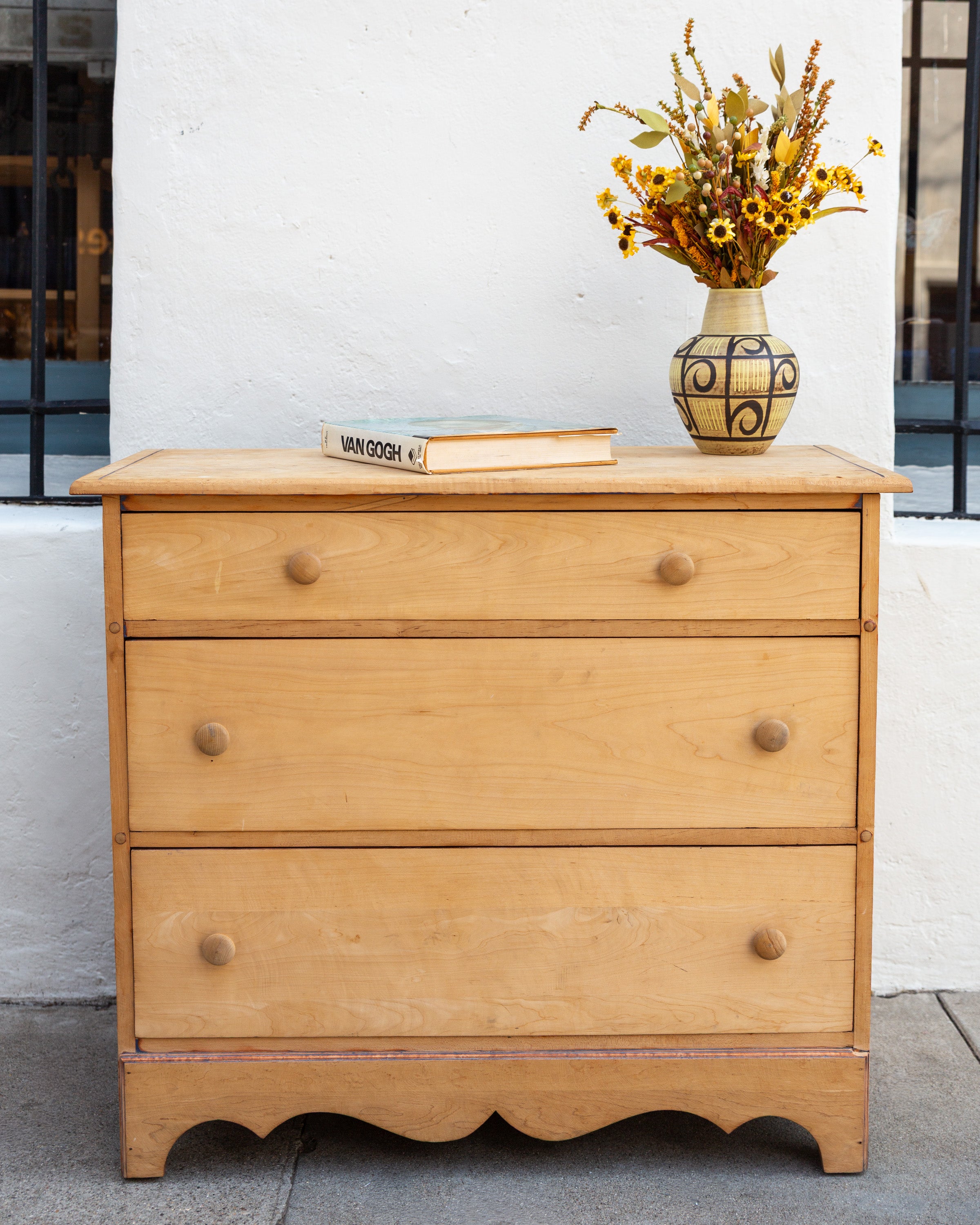 Vintage Raw Wood 3 Drawer Dresser