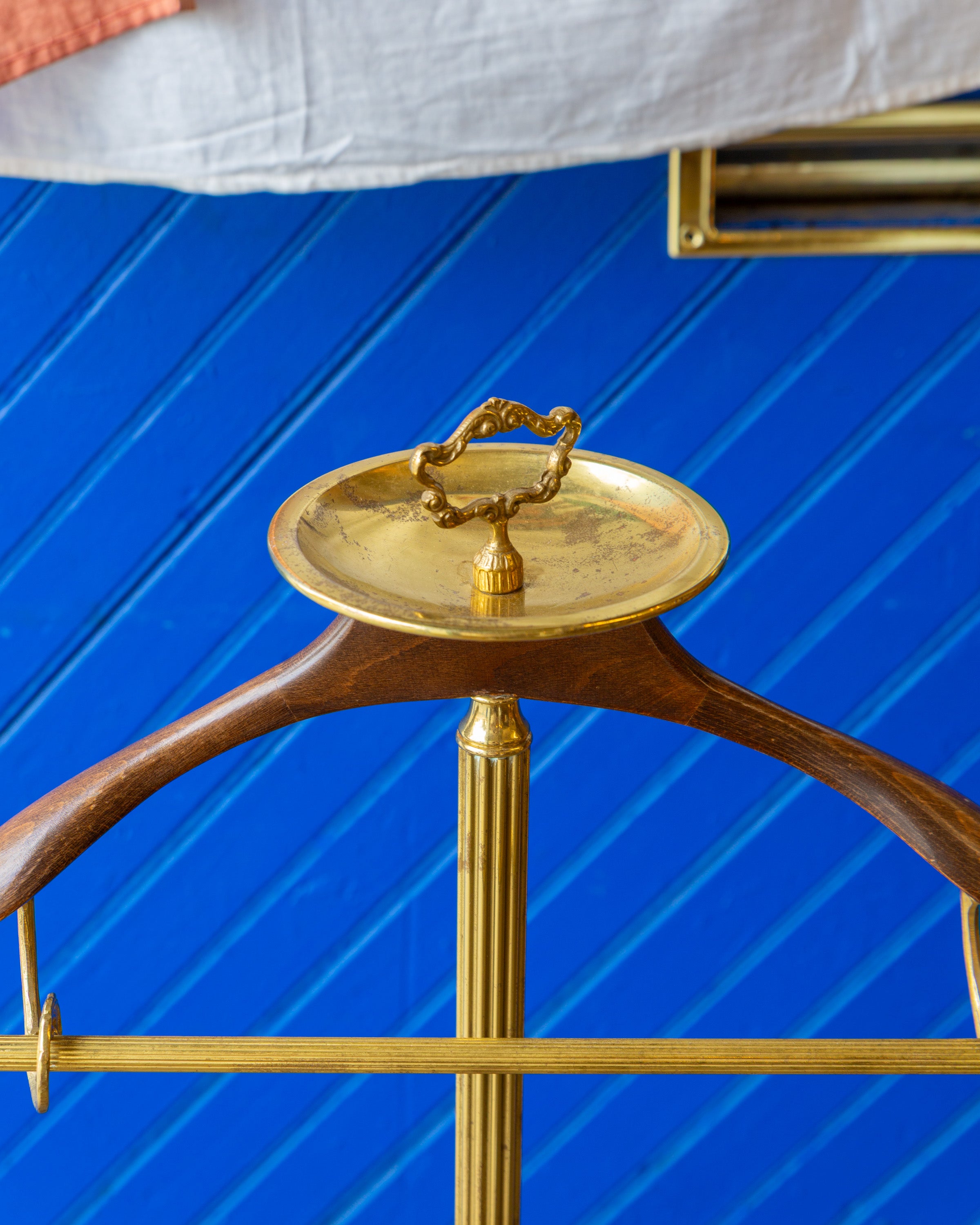 Vintage Wood and Brass Valet