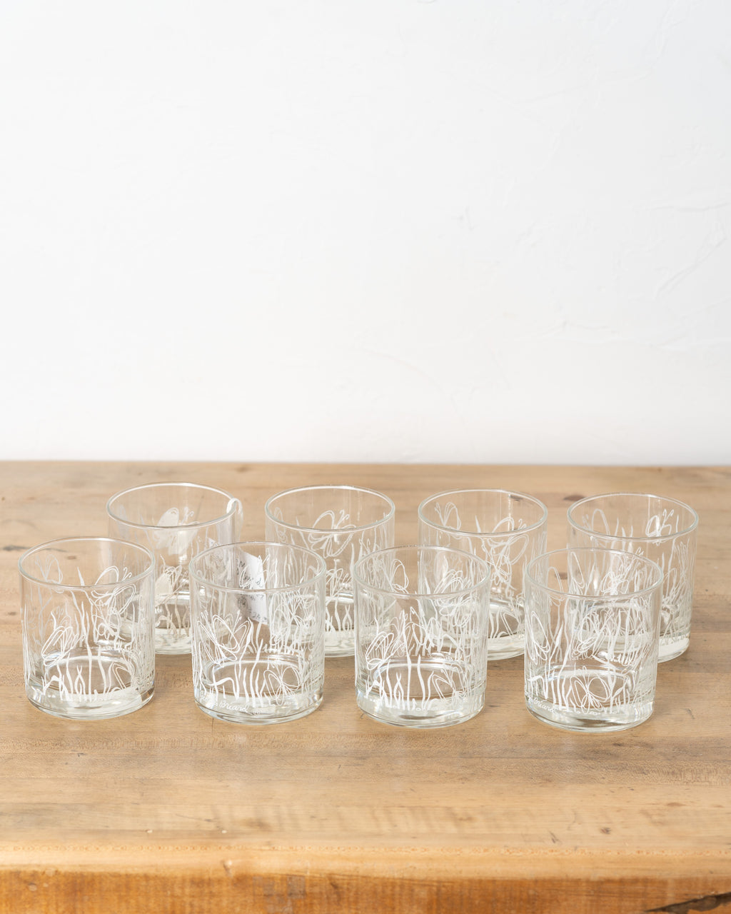 Mid Century Modern Georges Briard White Butterfly Glasses (Set of 8)