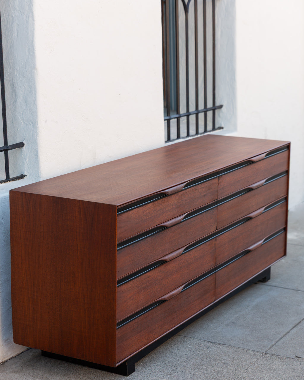 John Kapel Mid Century Modern Walnut Double Dresser For Glenn of California