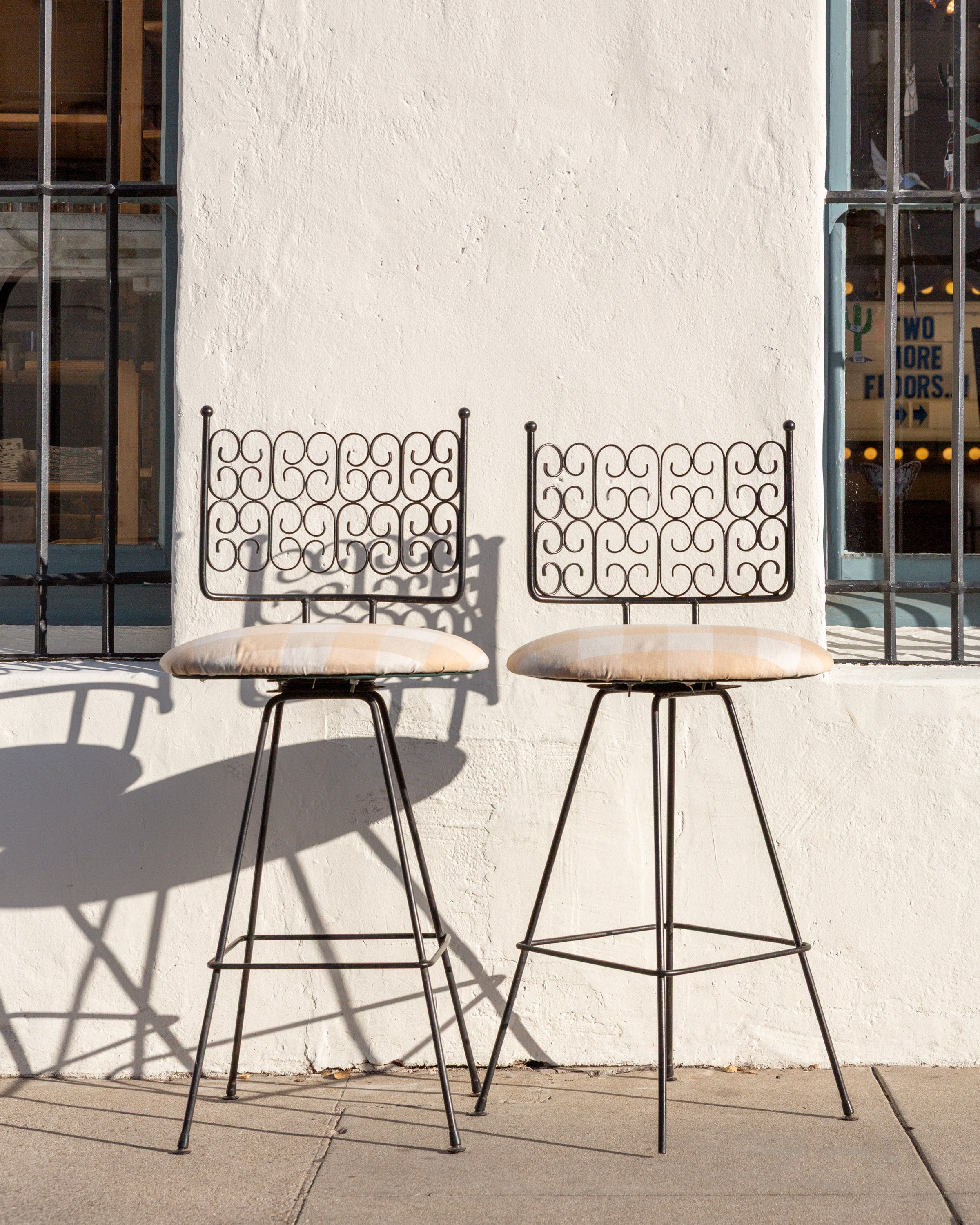 Pair of MCM Arthur Umanoff Inspired Bar Stools (as found)