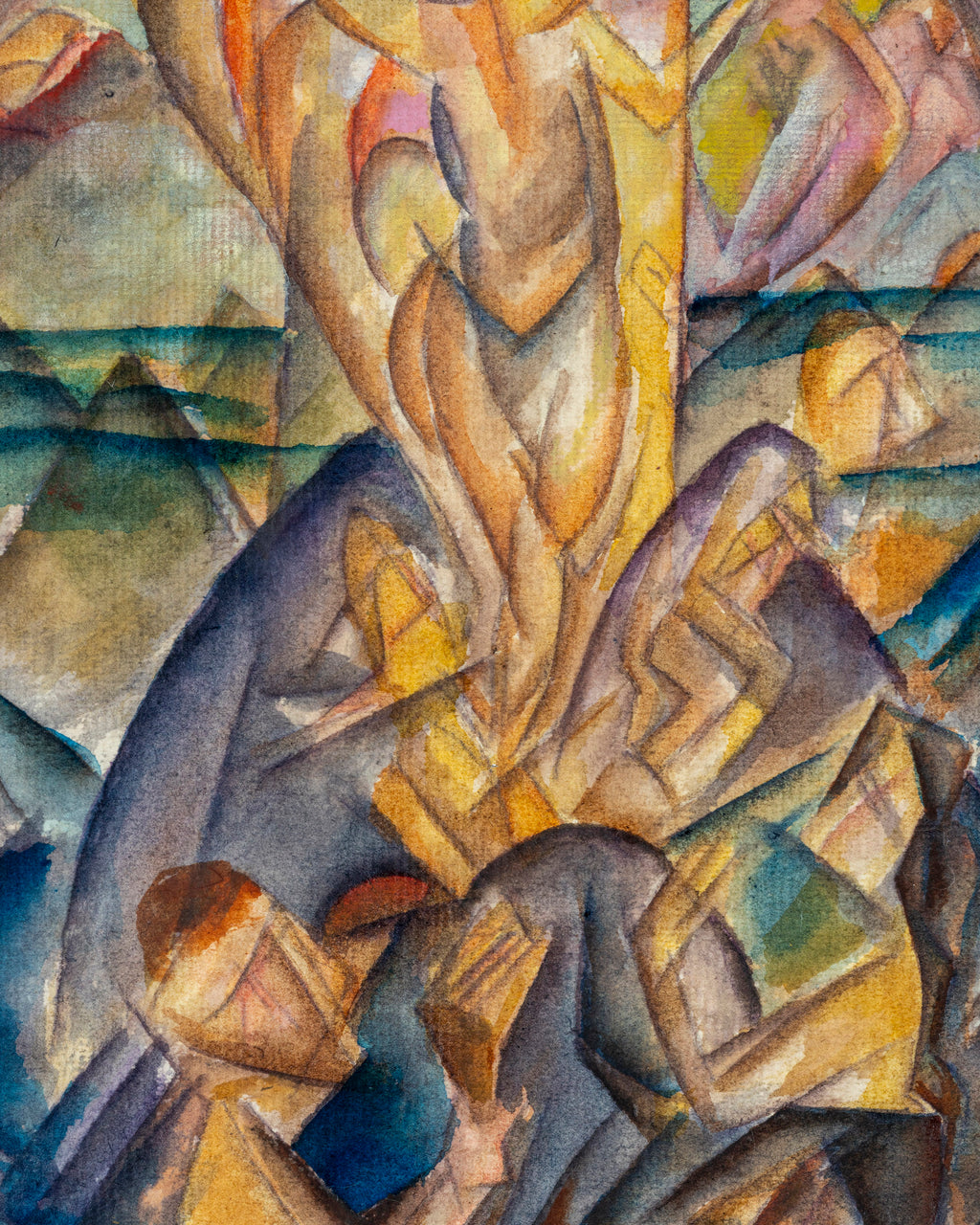 Original Cubist Water Color On Paper Circa 1930s