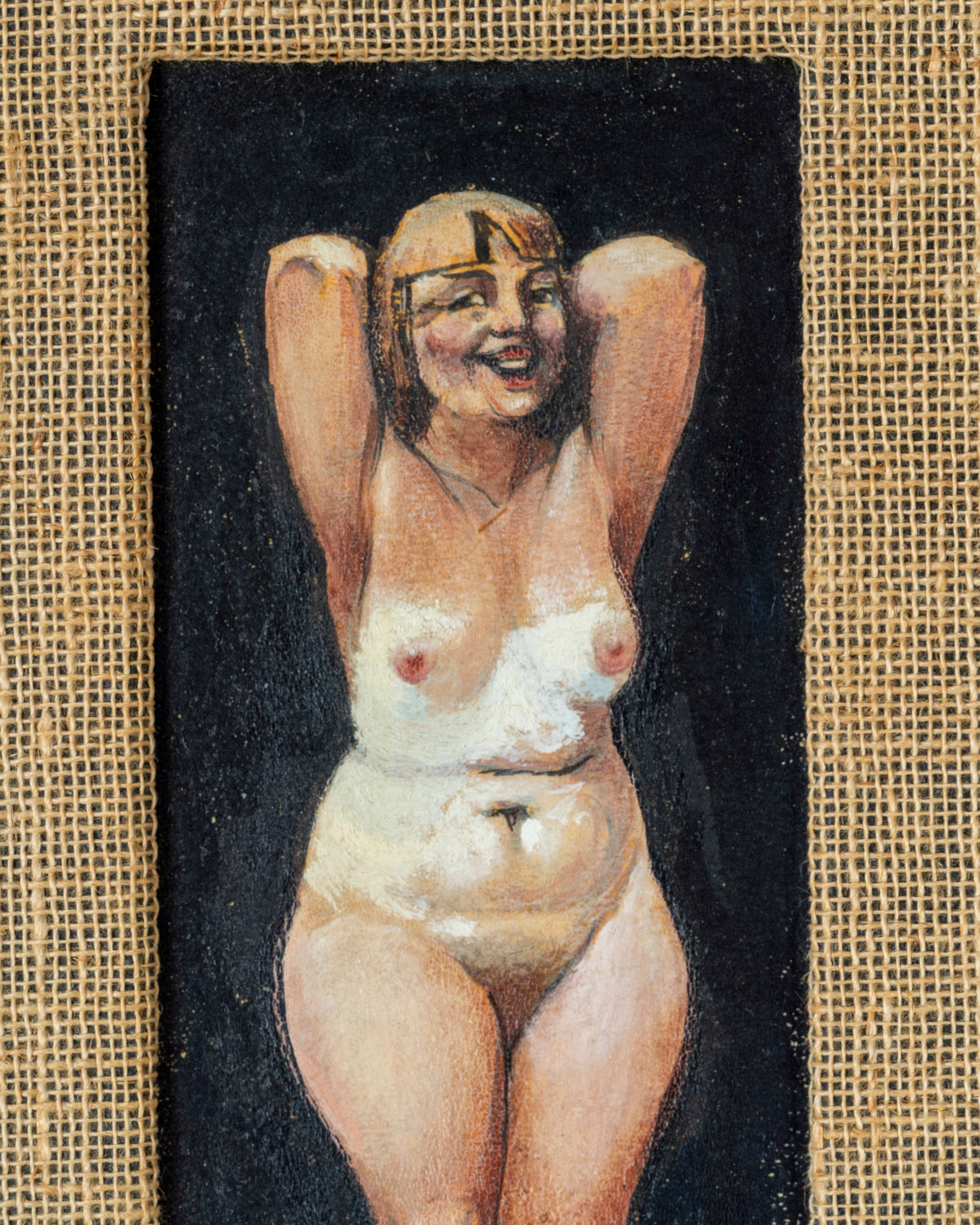 Vintage Full Figure Nude Painting Signed J.D.