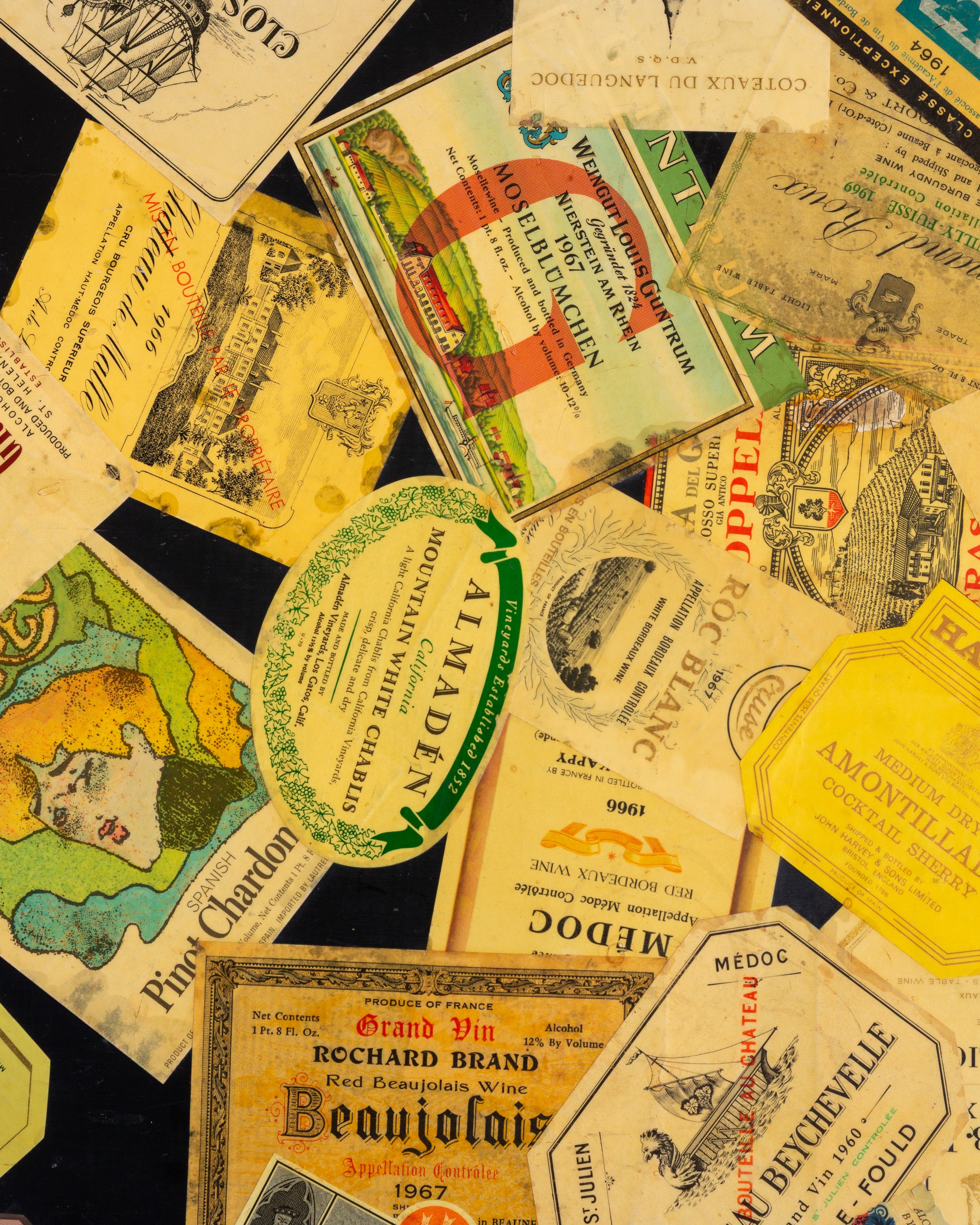 Homemade Decoupage Table with Vintage Wine Labels