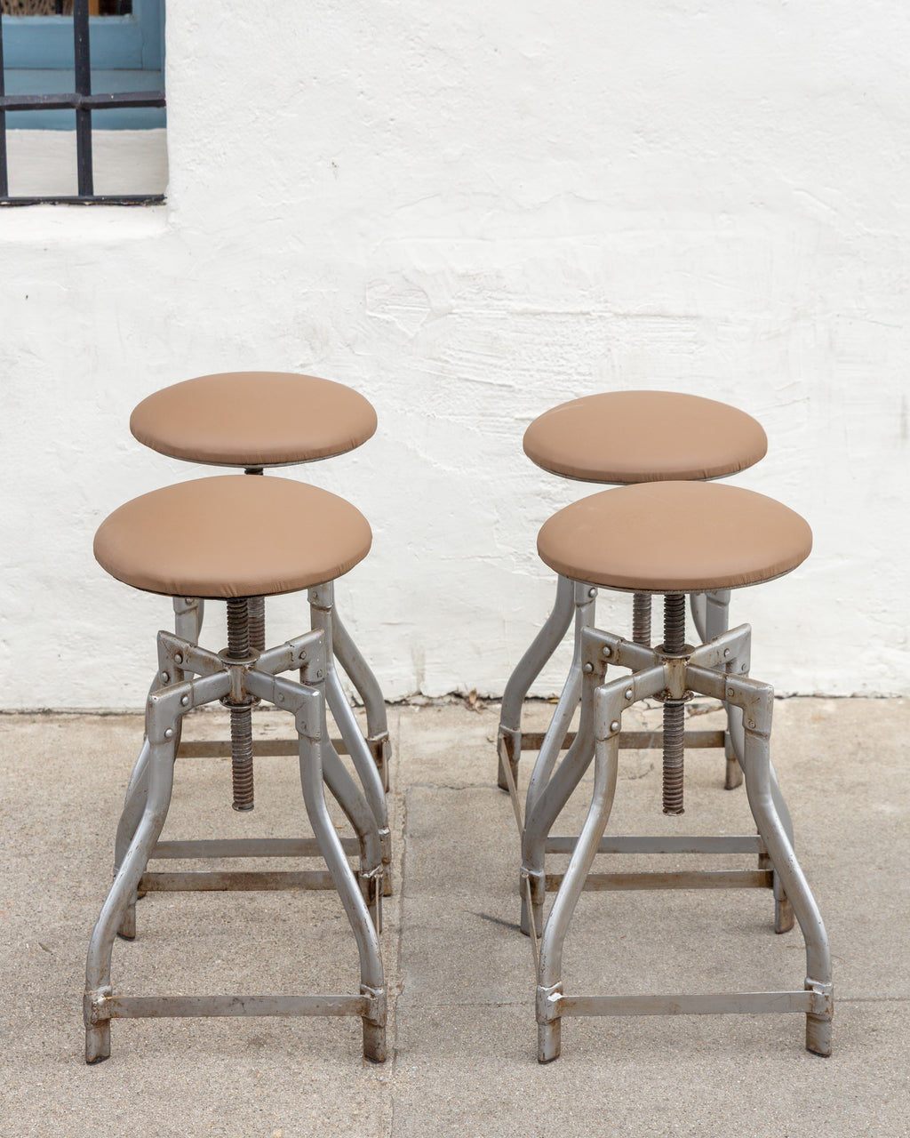 Metal Adjustable Drafting Stool New Upholstery