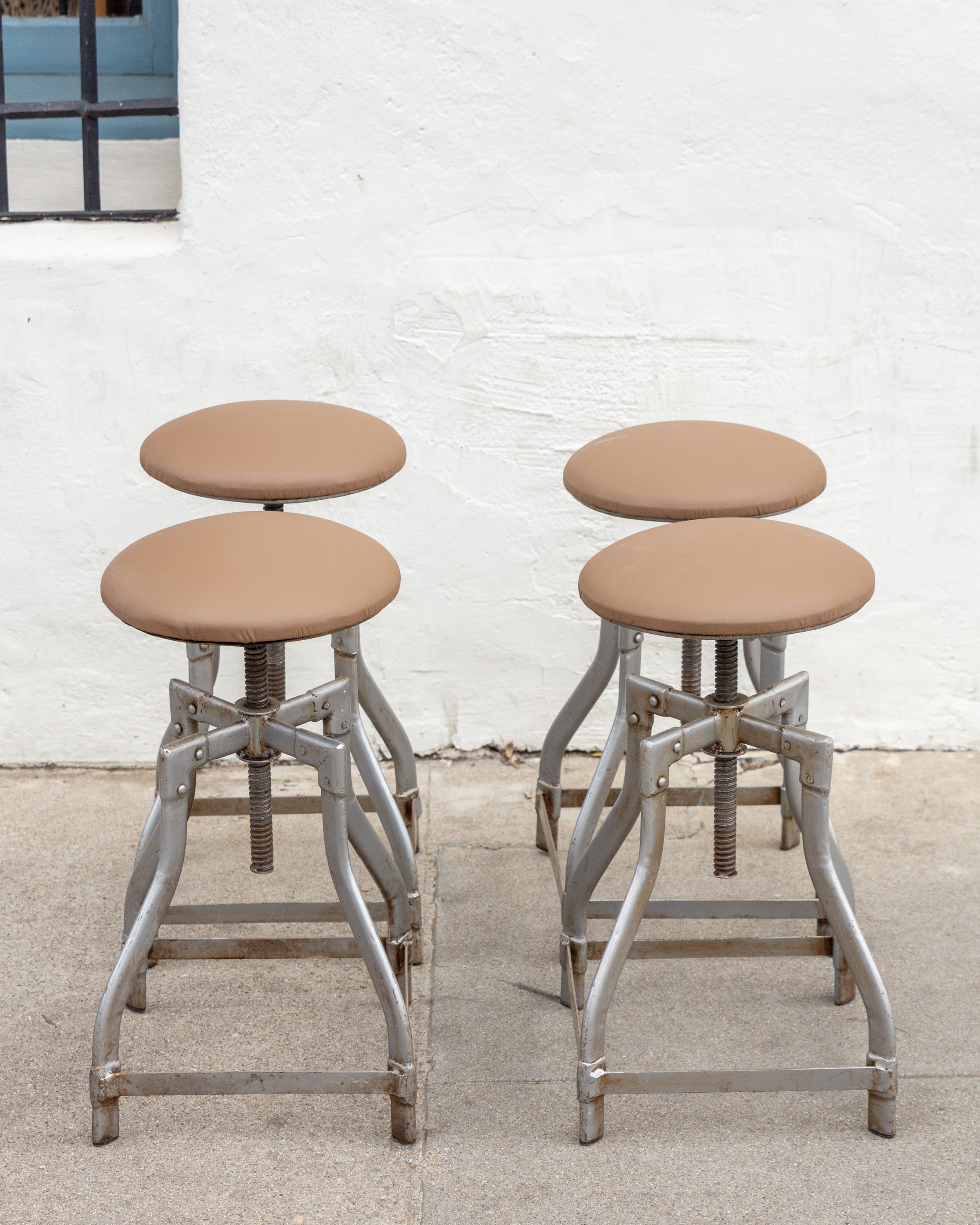 Metal Adjustable Drafting Stool New Upholstery