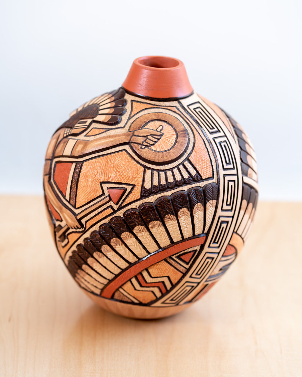 Polychrome Hopi Jar/Vase by Tom Polacca signed (1935-2003)