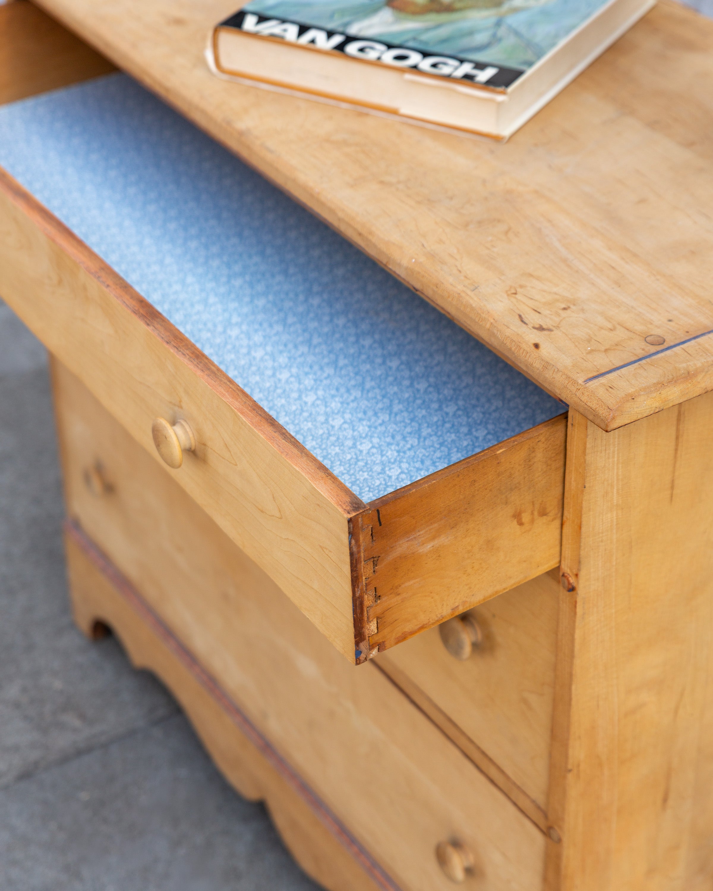 Vintage Raw Wood 3 Drawer Dresser