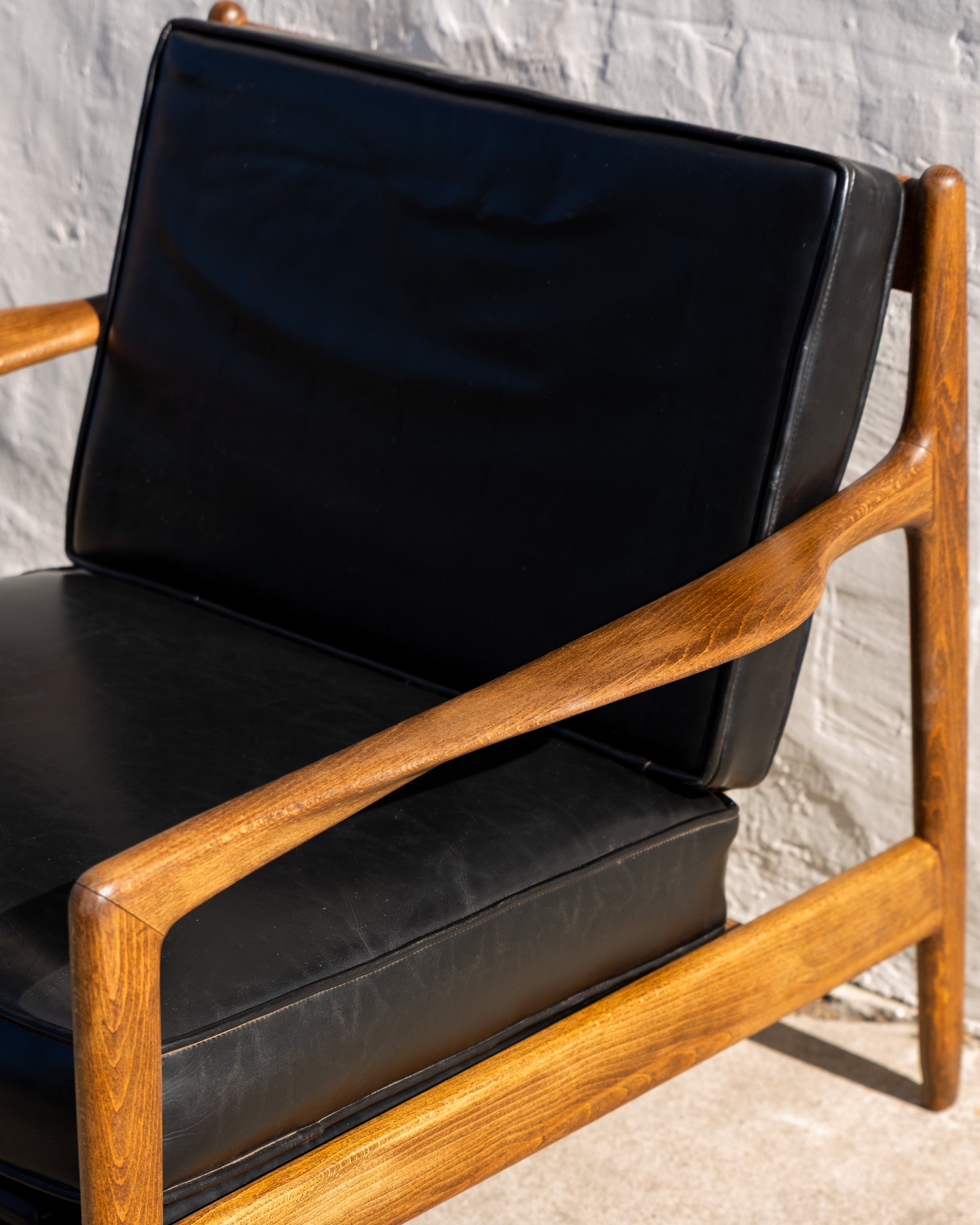 Mid Century Hardwood Frame Armchair with Original Upholstery