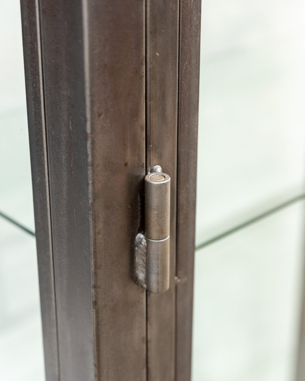 Large Steel Display Cabinet, Glass Sides, Top, and Two Doors