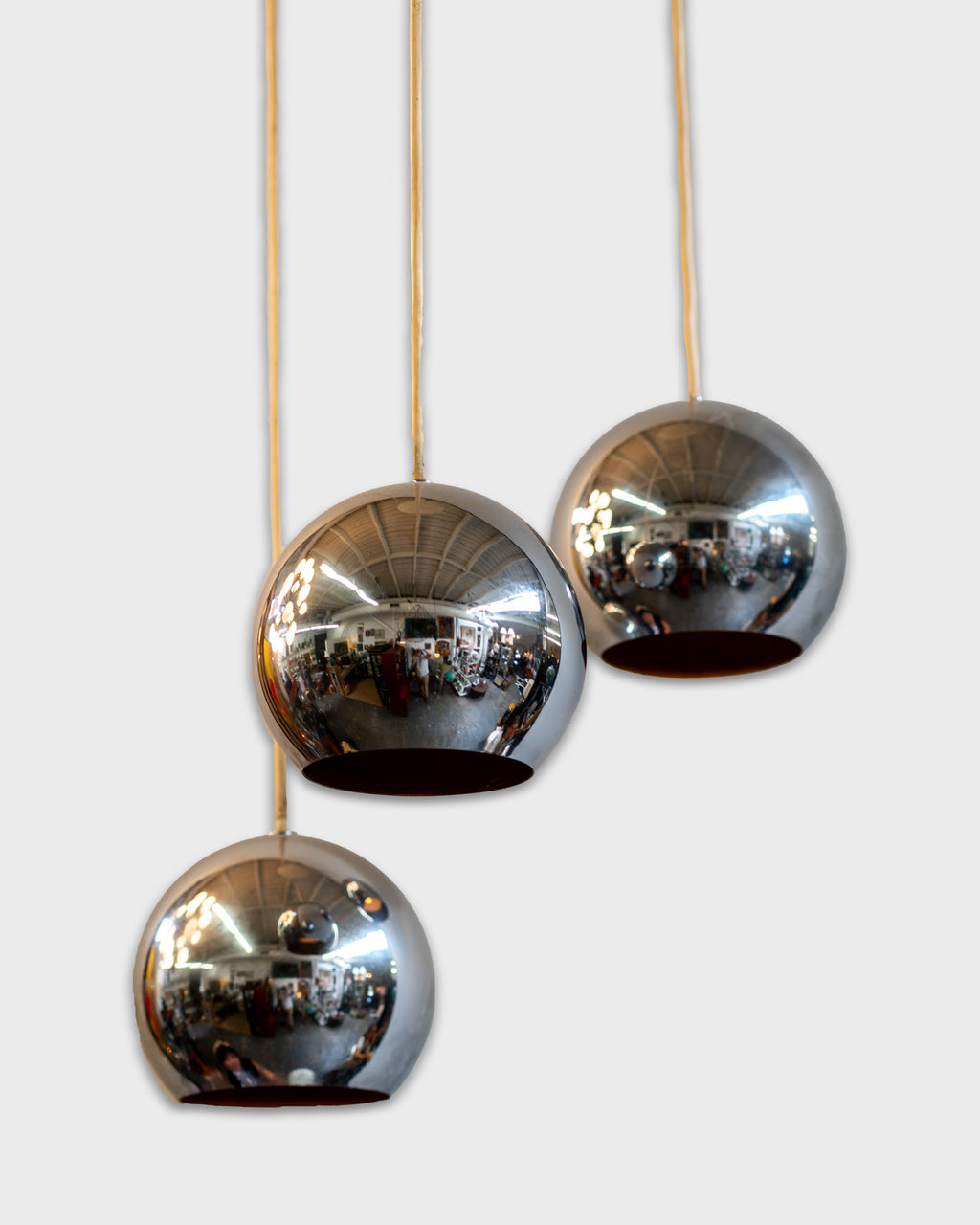 Mid Century Chrome Adjustable Height Globe Pendant Light (3)