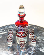 Cut to Clear Art Deco Bohemian Glass Decanter and Shot Glass Set