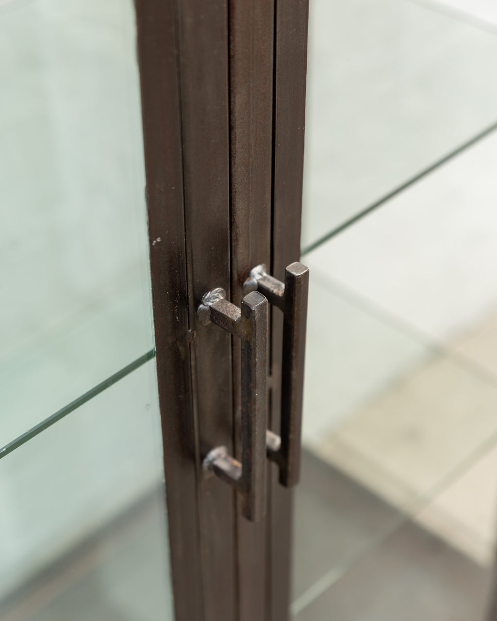 Large Steel Display Cabinet, Glass Sides, Top, and Two Doors