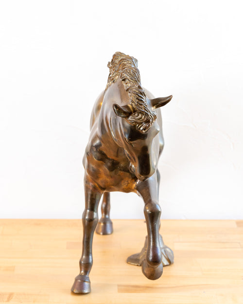 1970s Large Brass Horse