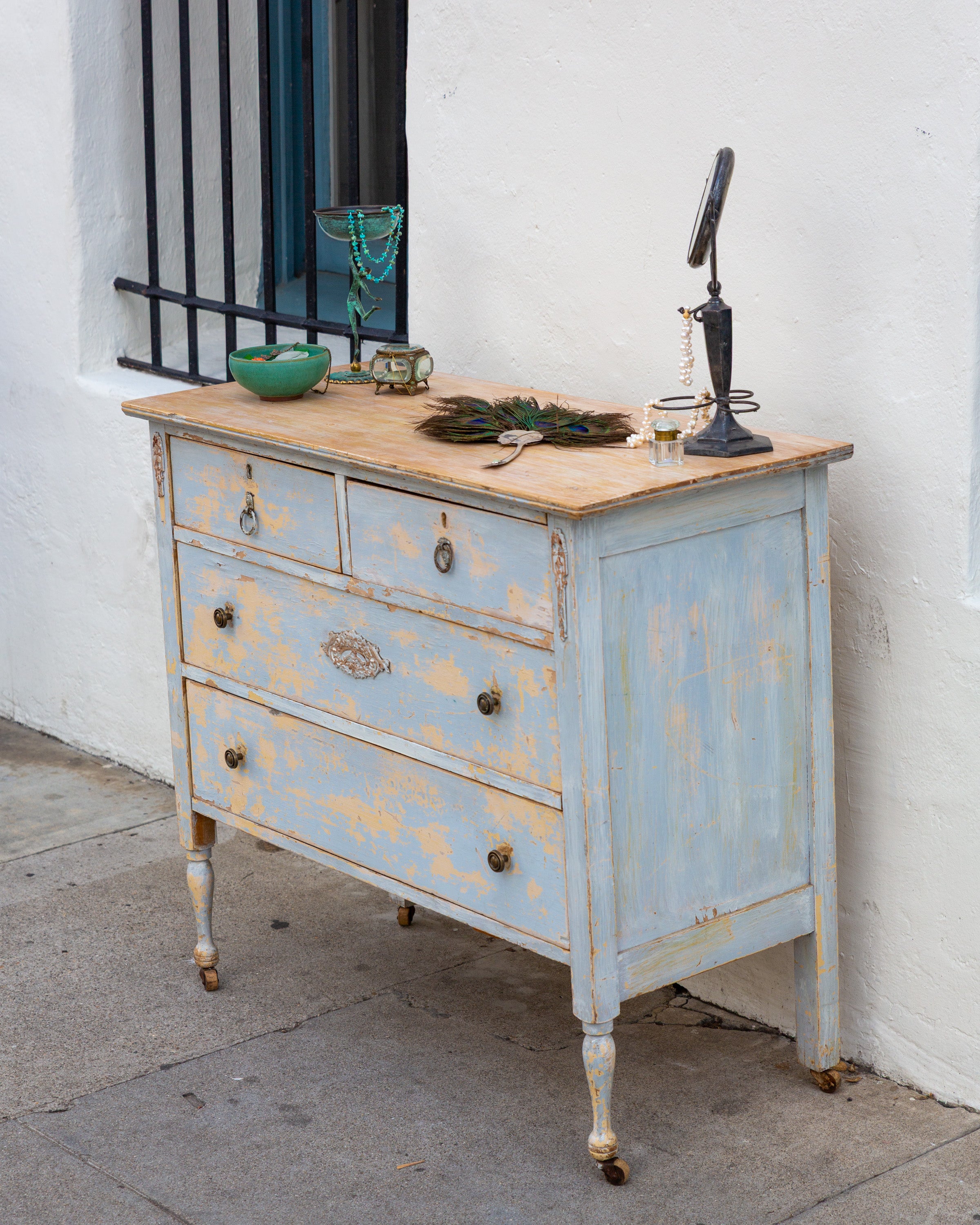 Antique Beautiful Blue Dresser