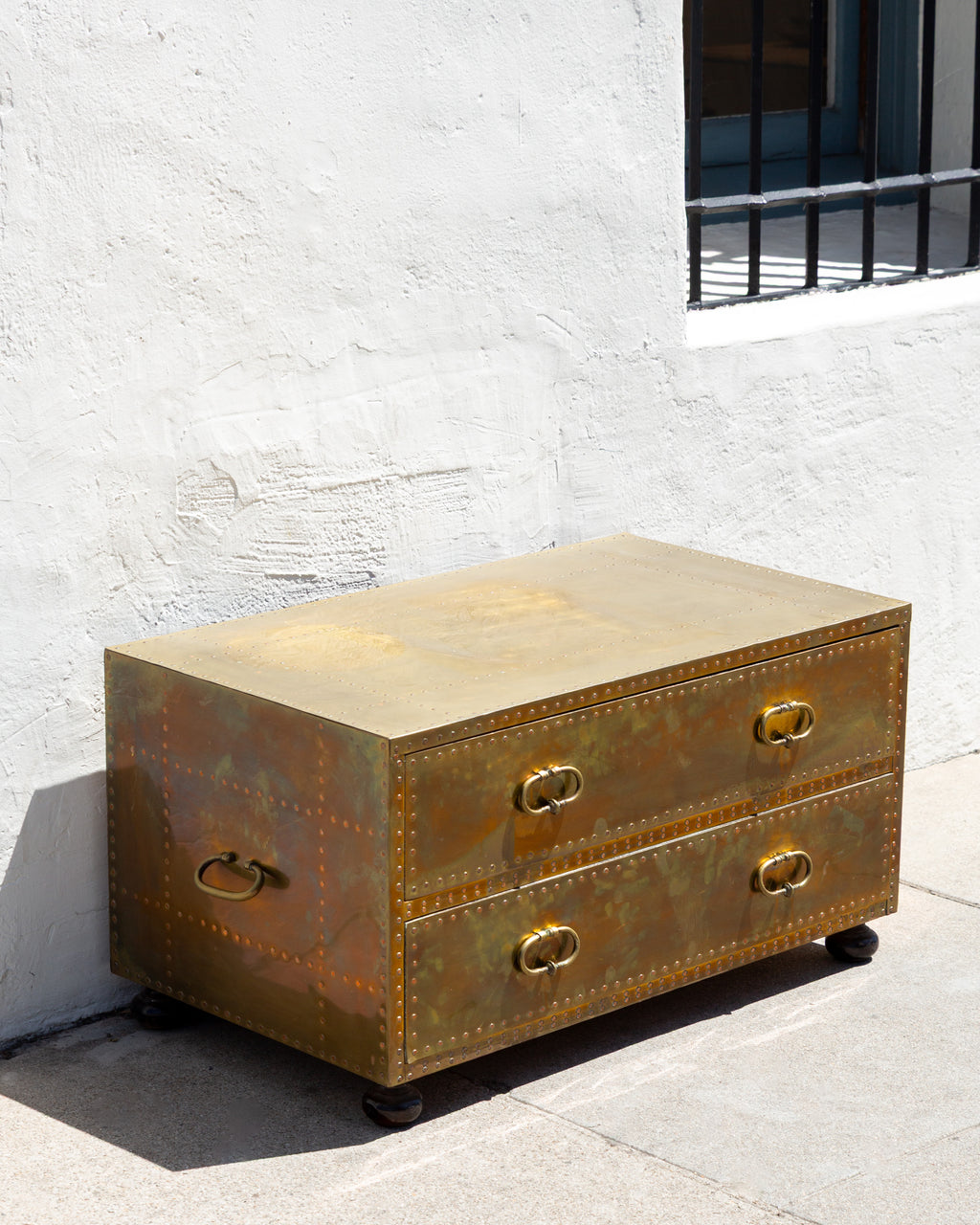 Brass Clad Two-Drawer Chest by Sarreid