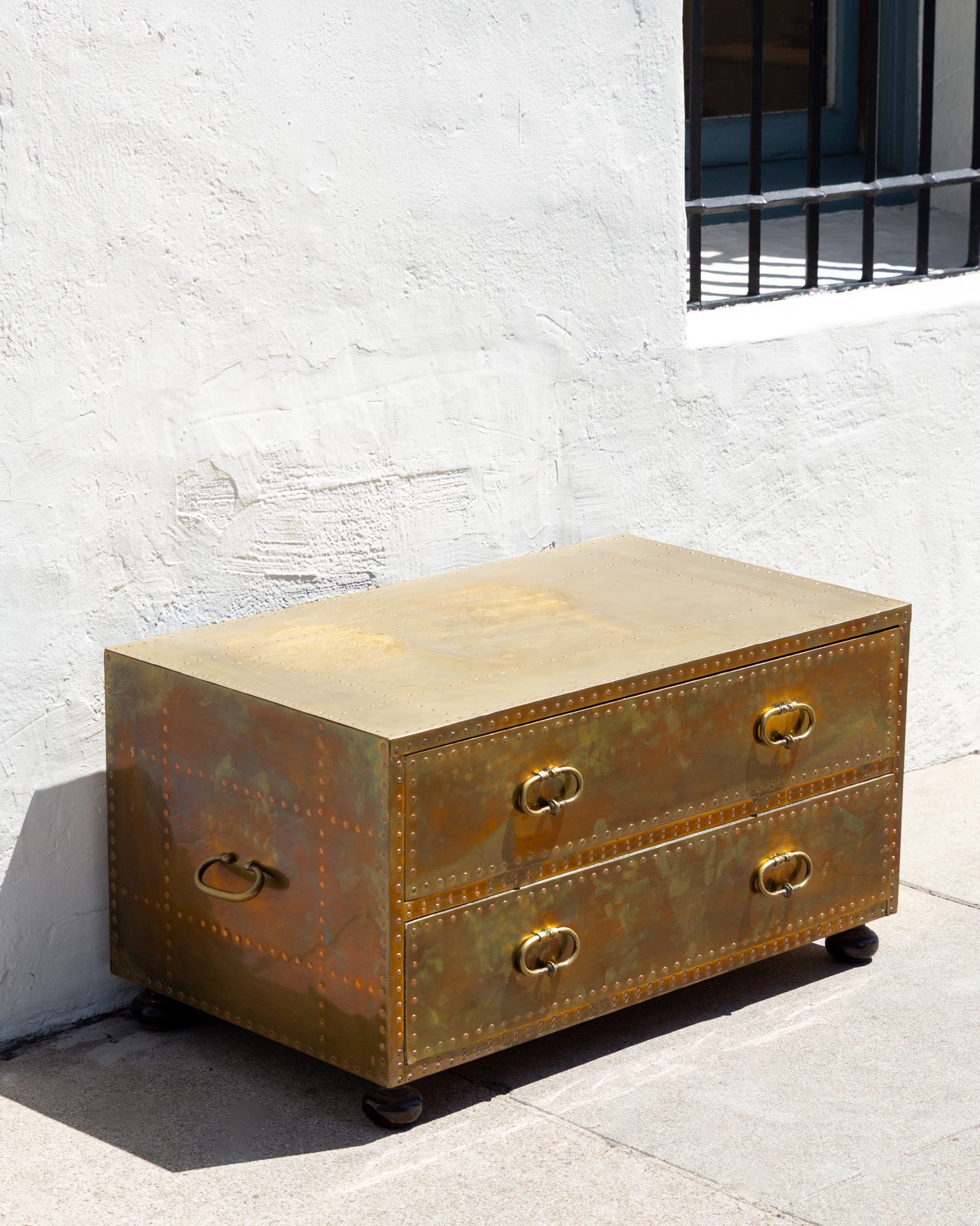 Brass Clad Two-Drawer Chest by Sarreid