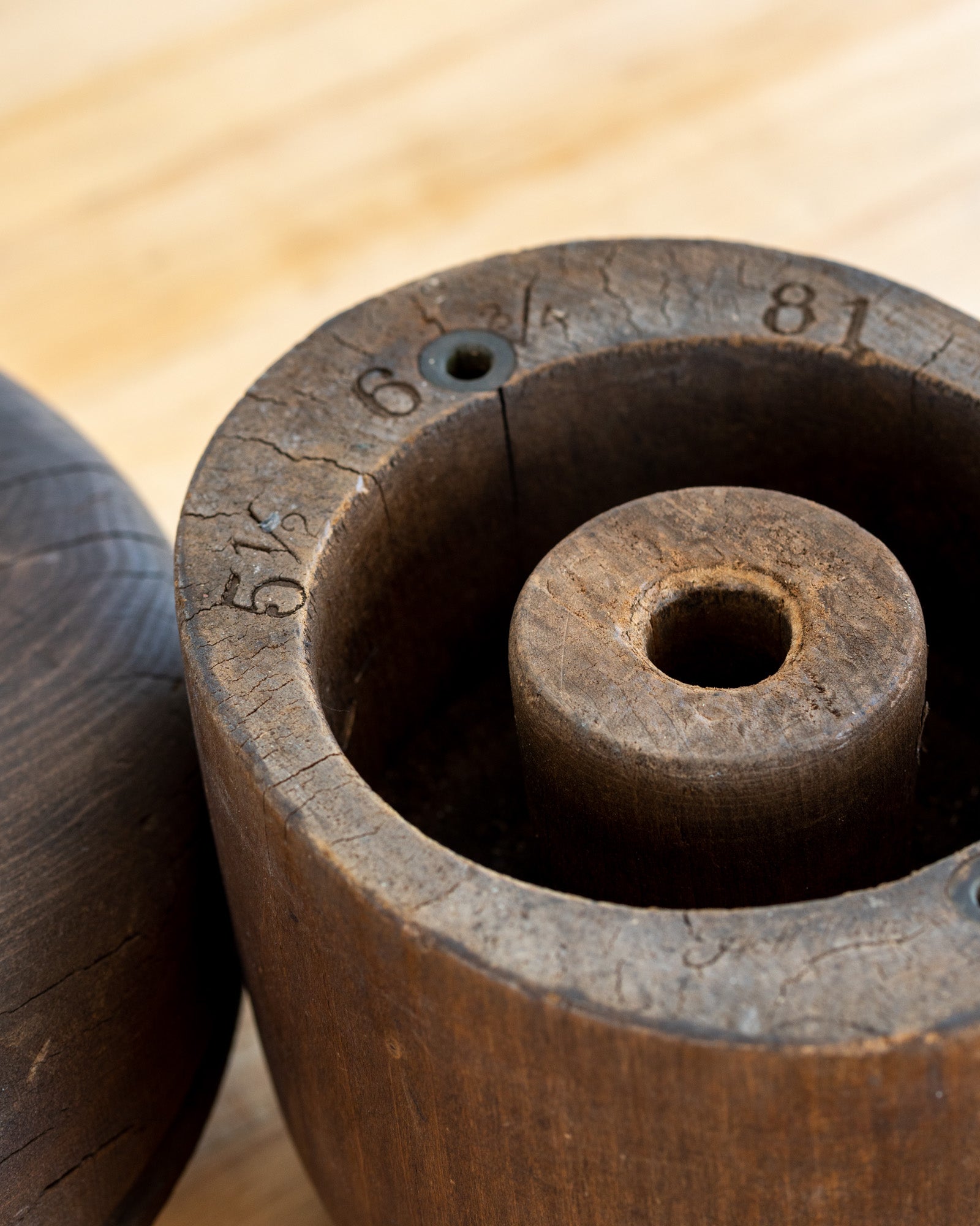 Antique Wood Hat Form w/ Brim on a Lucite Base