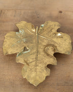 1950's Vintage Heavy Brass Oak Leaf Dish