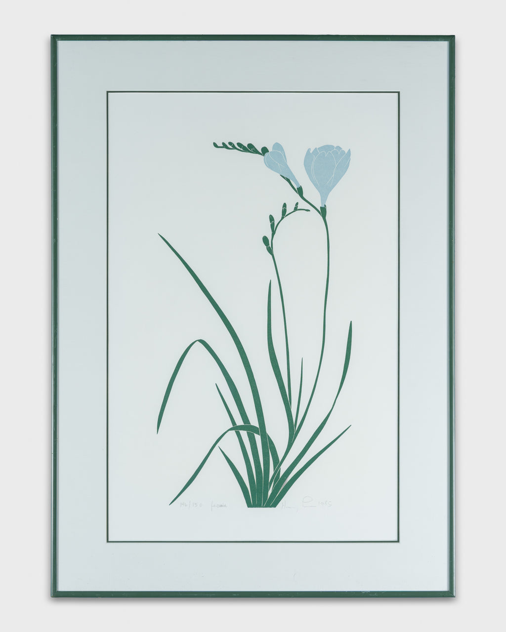 Early Rare Henry Evans Linocut "Freesia" LTD ED 146/150 Pencil Signed, 1985