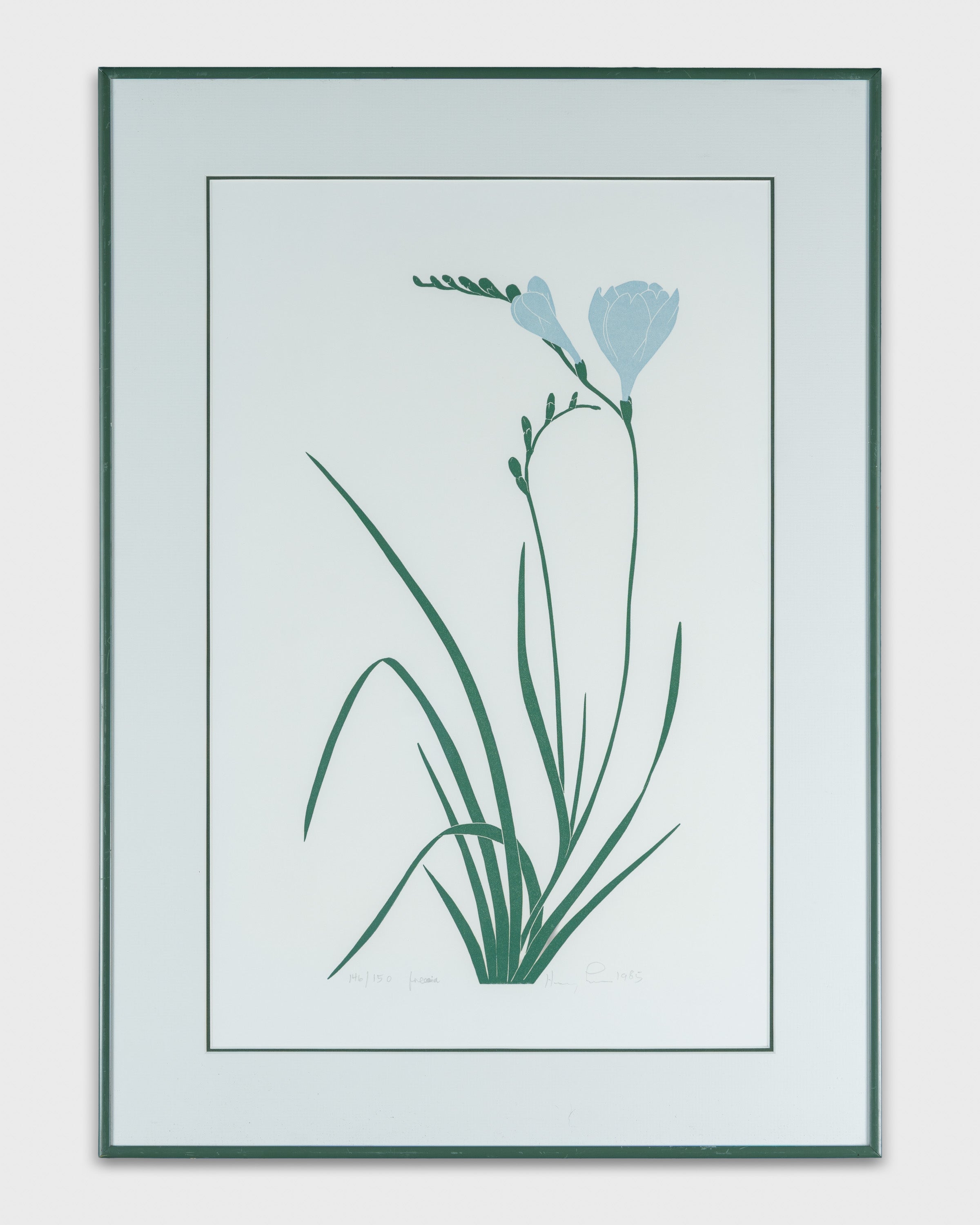 Early Rare Henry Evans Linocut "Freesia" LTD ED 146/150 Pencil Signed, 1985