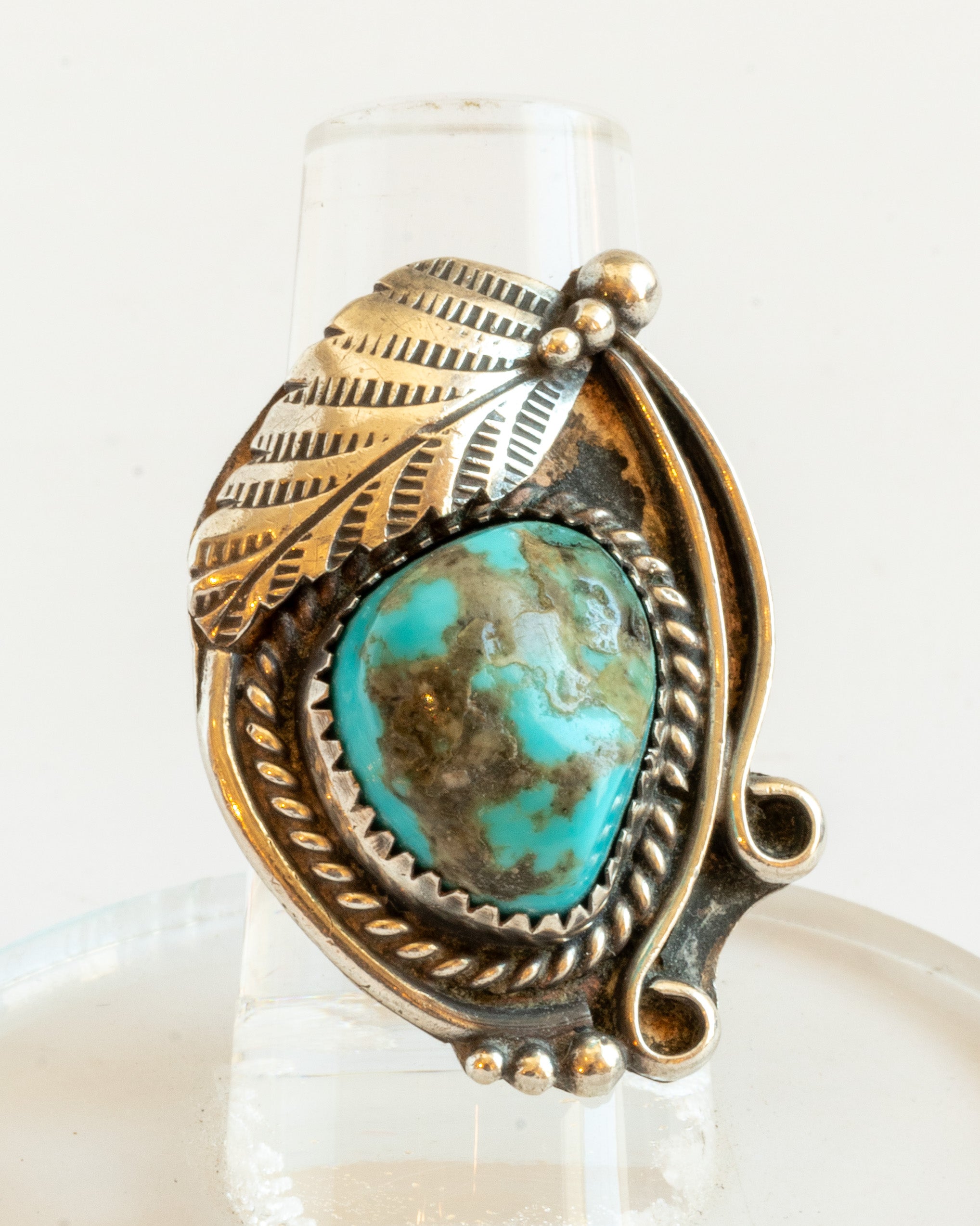 Vintage Navajo Sterling Turquoise Ring, Unsigned