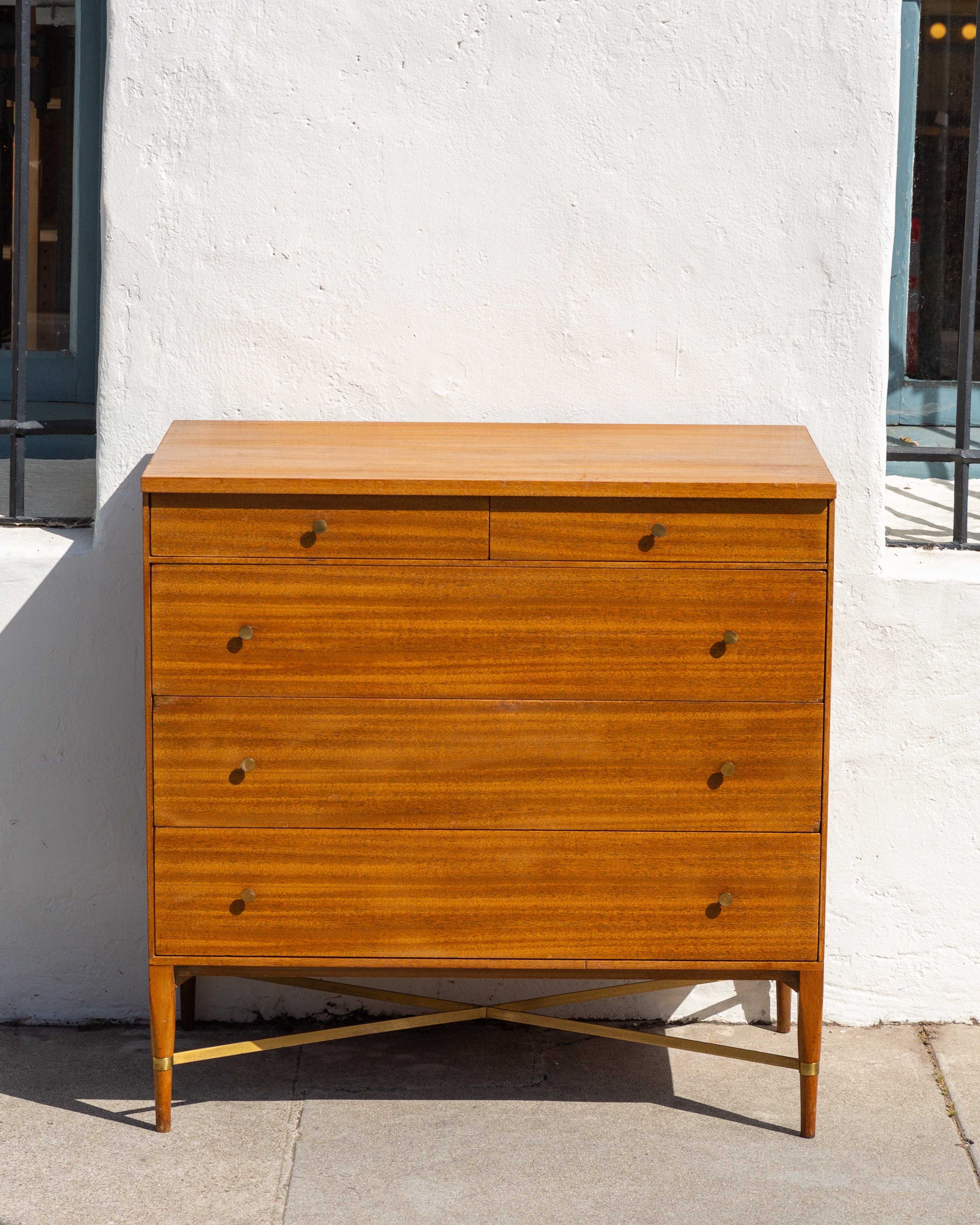 Paul McCobb for Calvin Mid Century Brass X Base Dresser