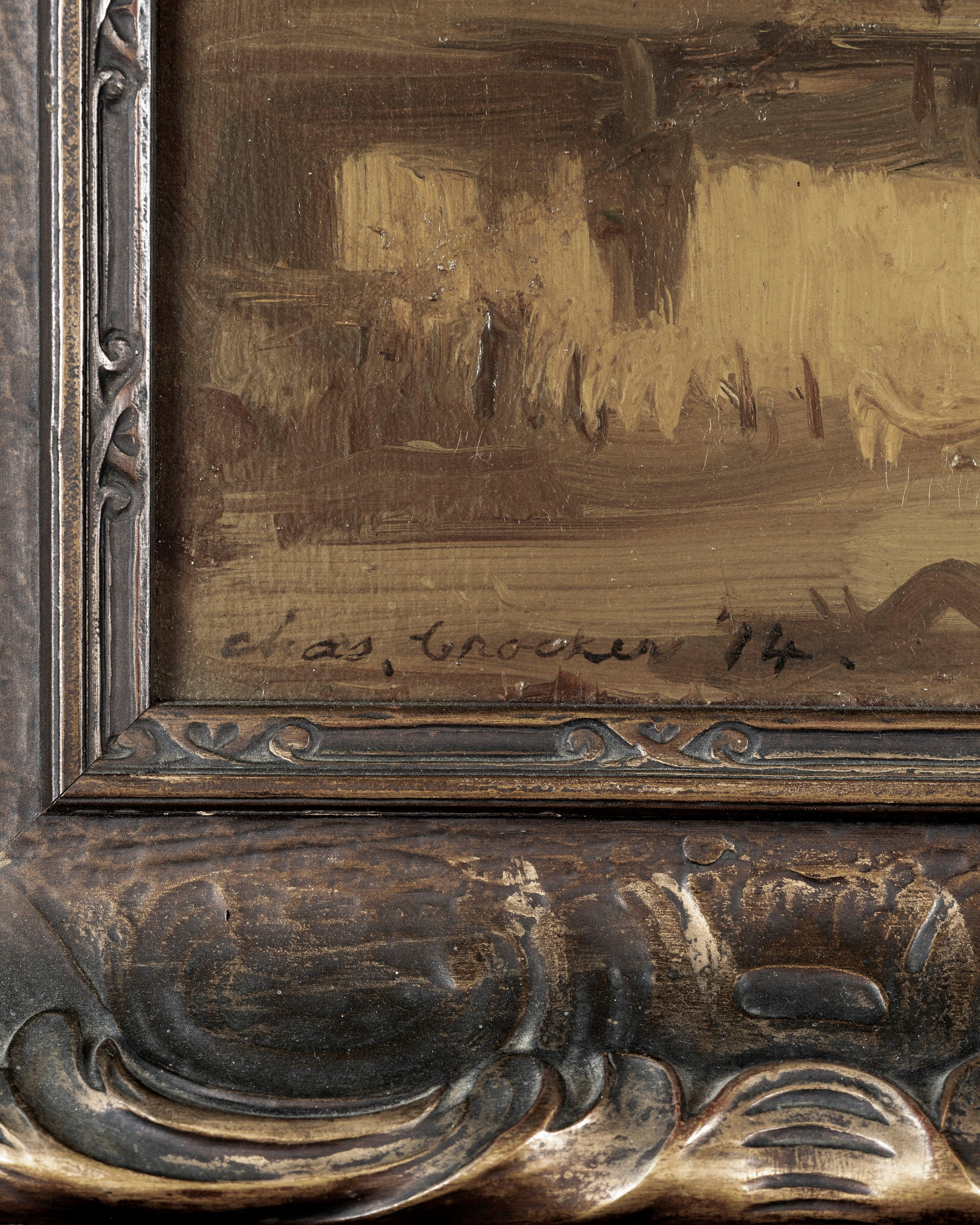 Antique Framed Oil On Canvas By Charles Matthew Crocker