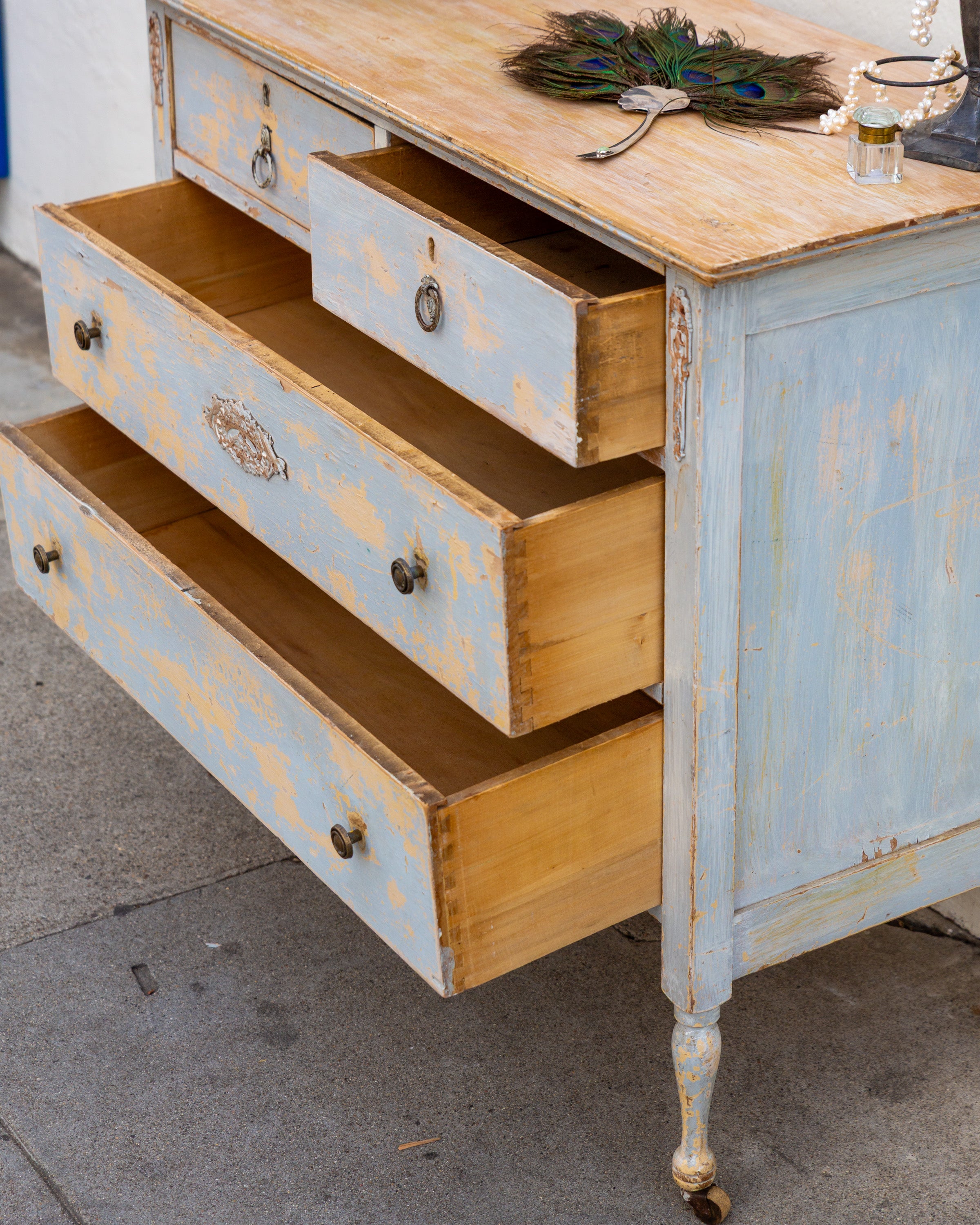 Antique Beautiful Blue Dresser