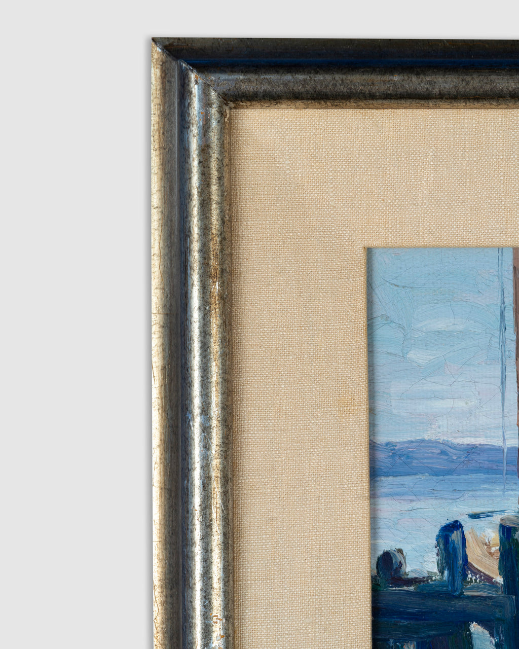 Vintage Harbor Painting With Boats, Mystery Artist