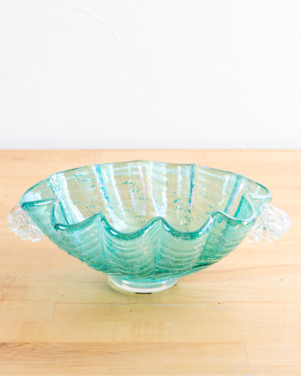 Vintage Handblown Murano Glass Bowl with Grape Handles