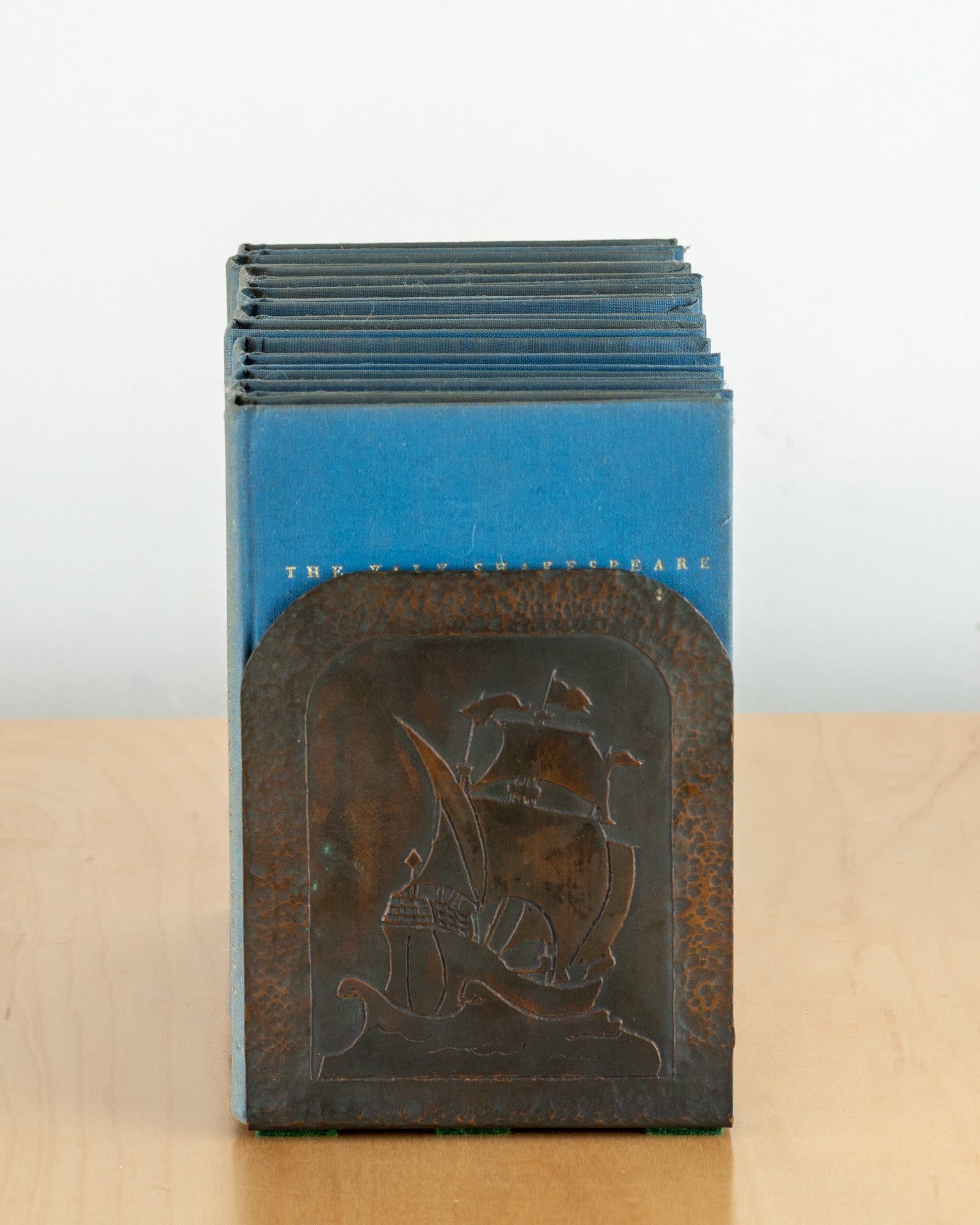 1930’s Pair of Hand Hammered Arts and Crafts Bookends Spanish Galleon Motif