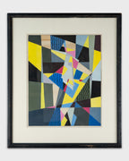 Vintage Framed Painting, Cubist Tempera on Paper by California, Bay Area Painter