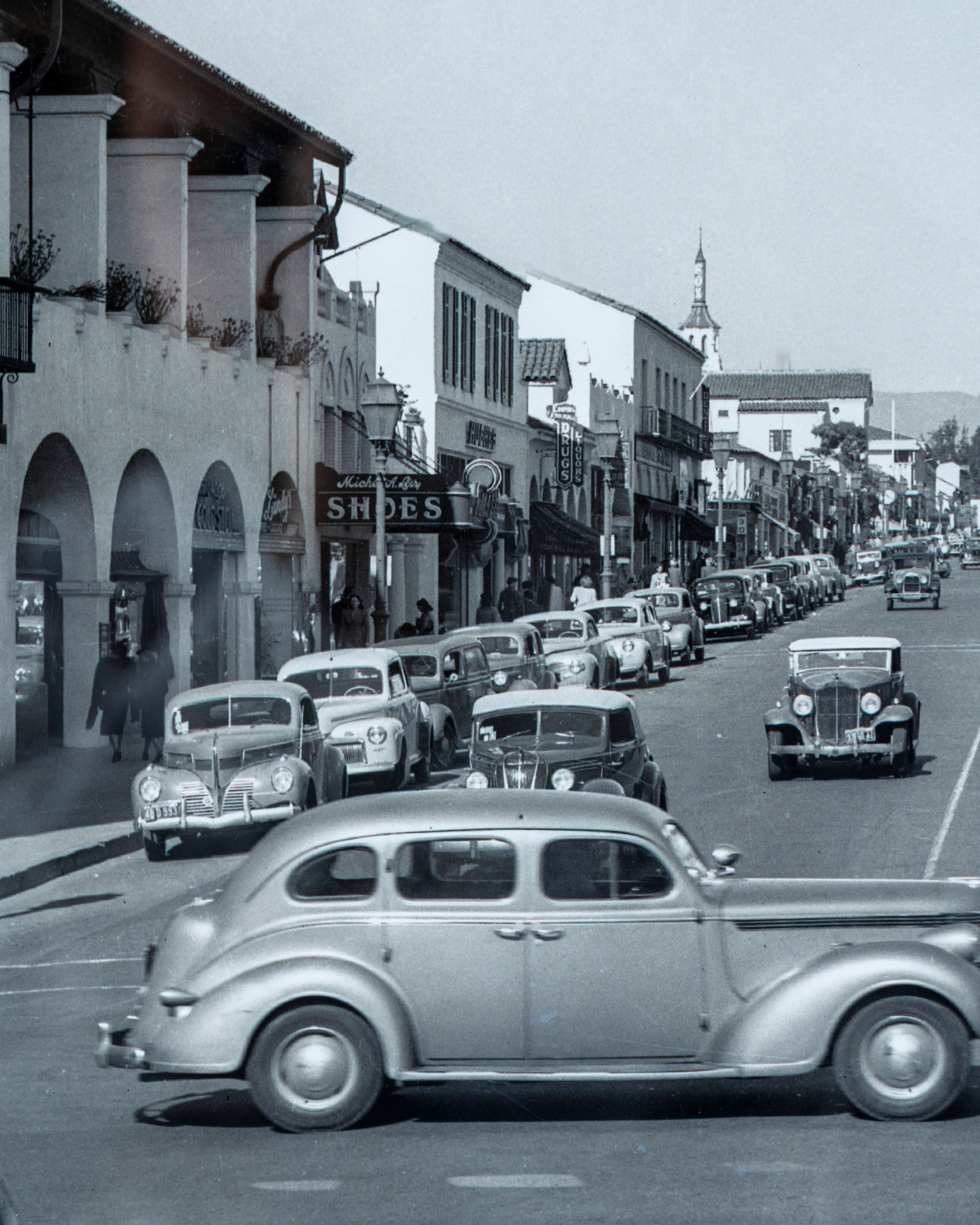 Circa 1935-1940 Black & White Photograph State Street Santa Barbara