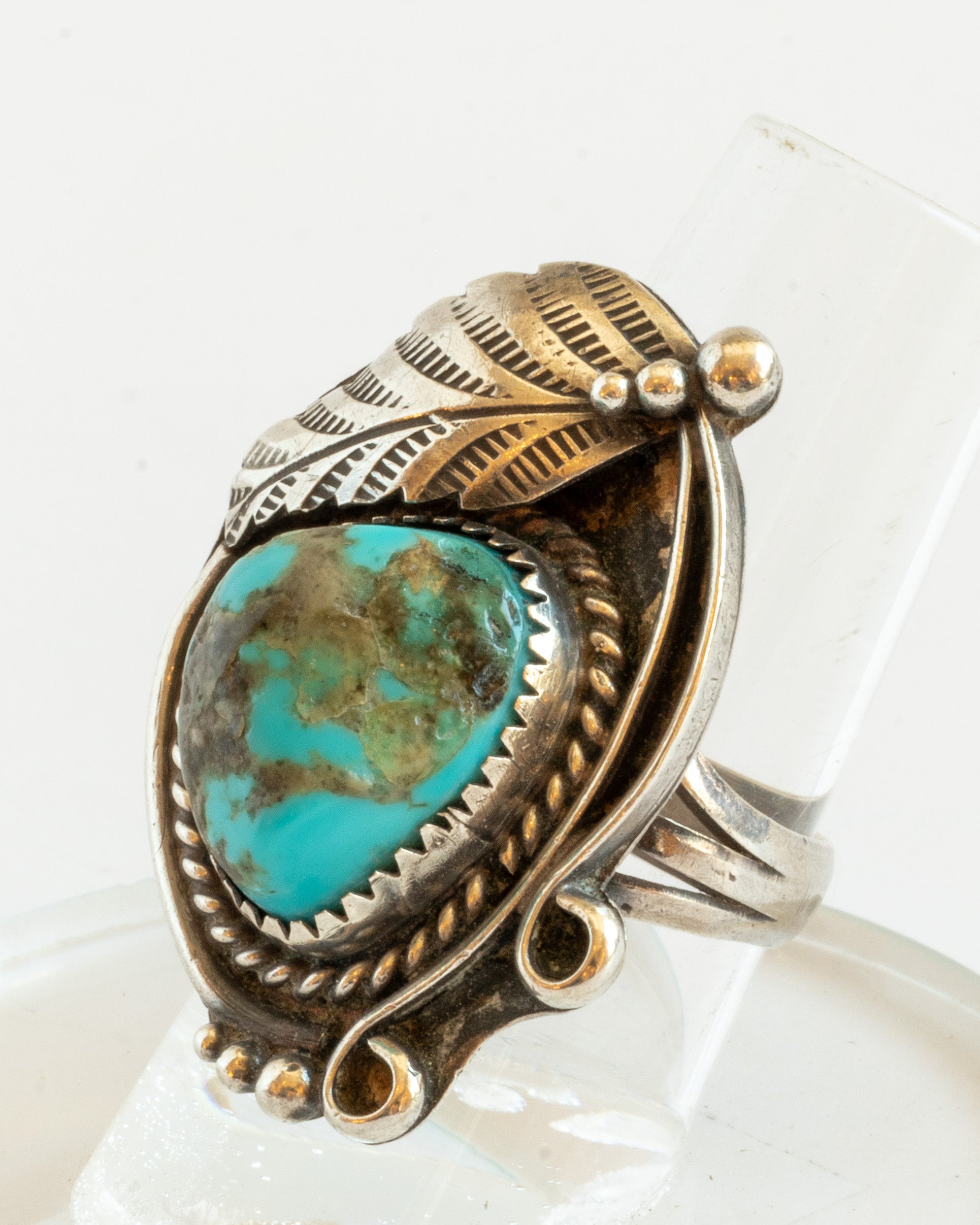 Vintage Navajo Sterling Turquoise Ring, Unsigned