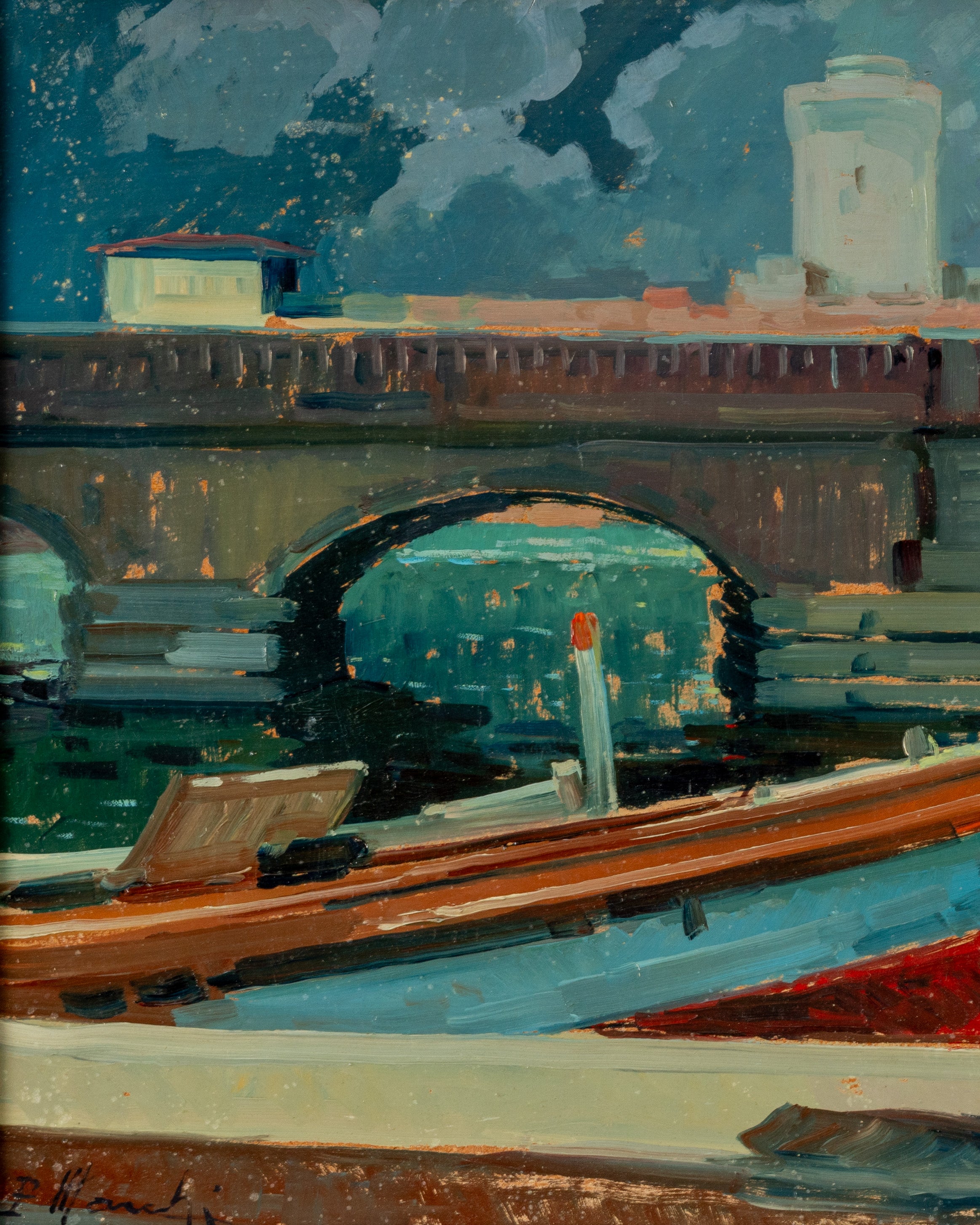 1920's Oil on Board from Viareggio, Italy by F. Marchi