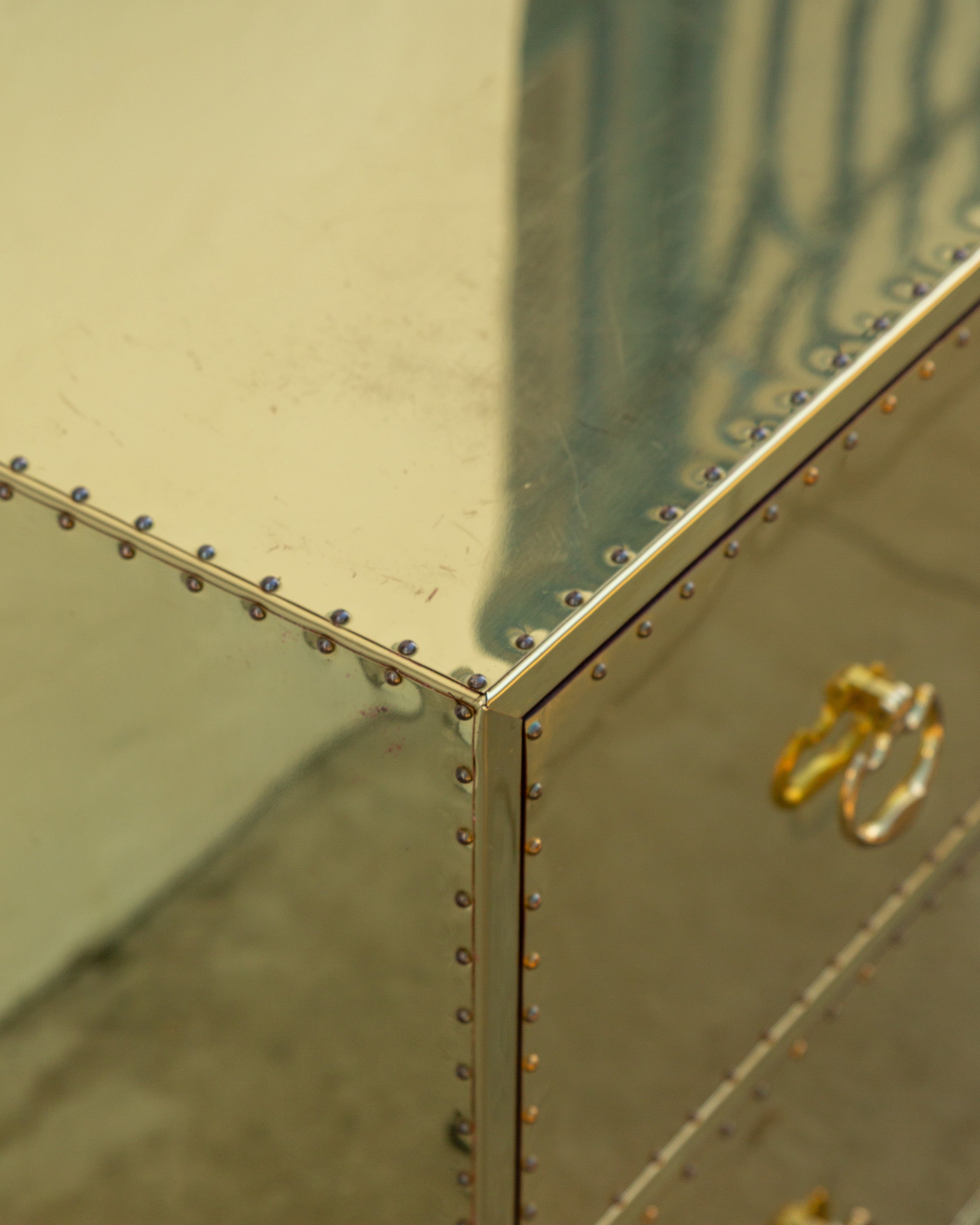 Vintage Brass Clad Two Drawer Chest By Sarreid