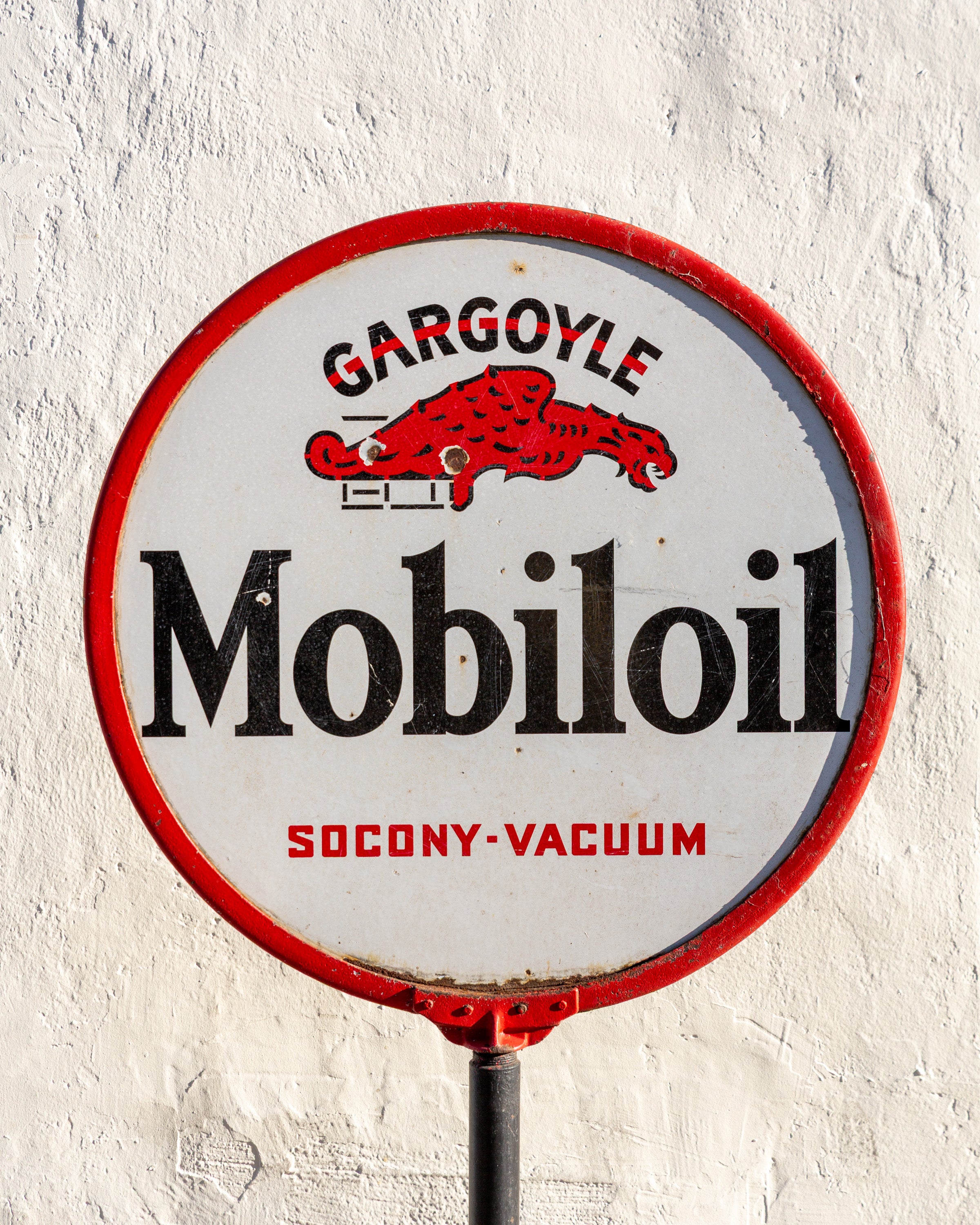 1920s Original Gargoyle Mobiloil Lollipop Curb Sign
