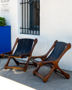 1960s Don Shoemaker Rosewood & Leather Sling Chairs- Pair