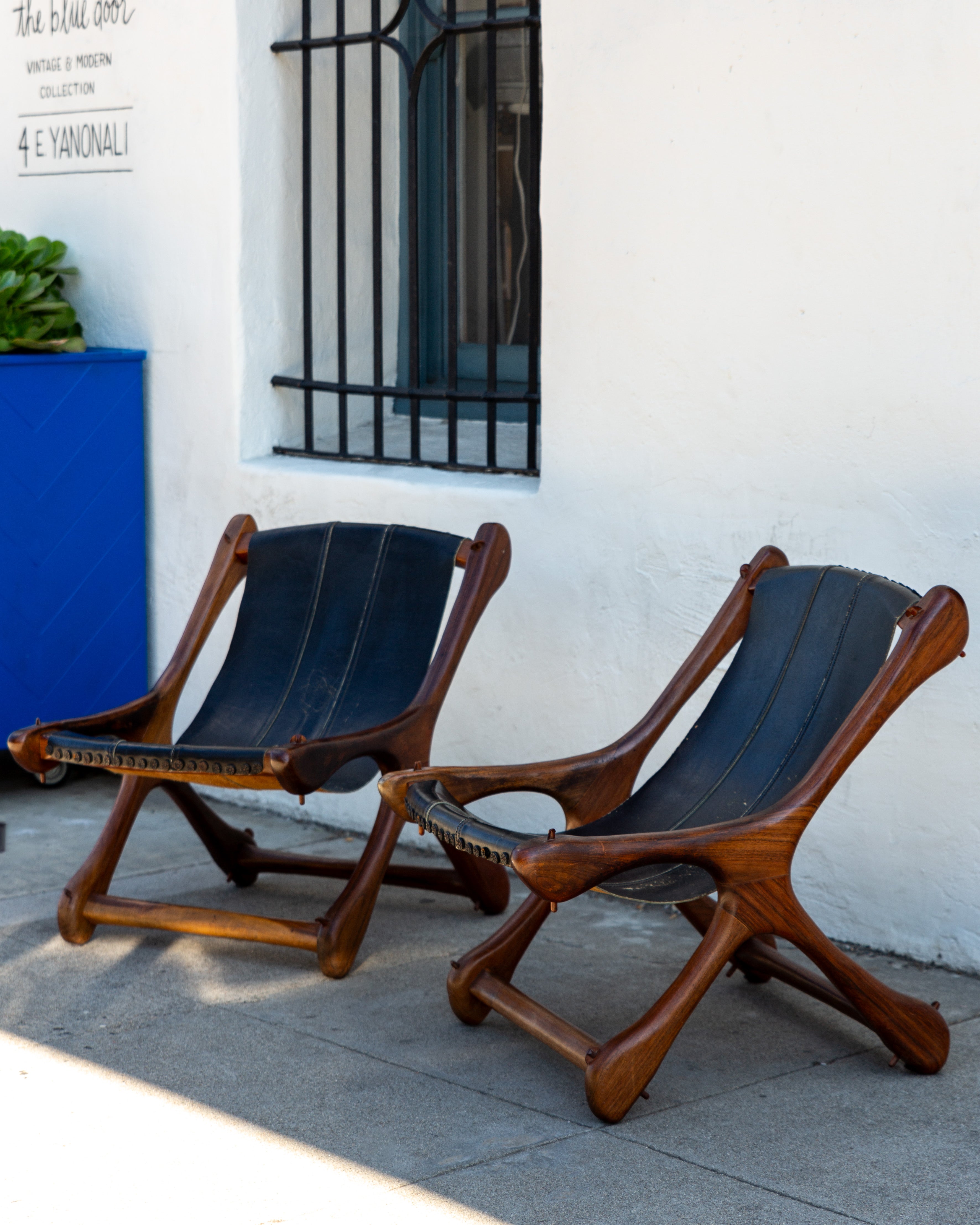 1960s Don Shoemaker Rosewood & Leather Sling Chairs- Pair
