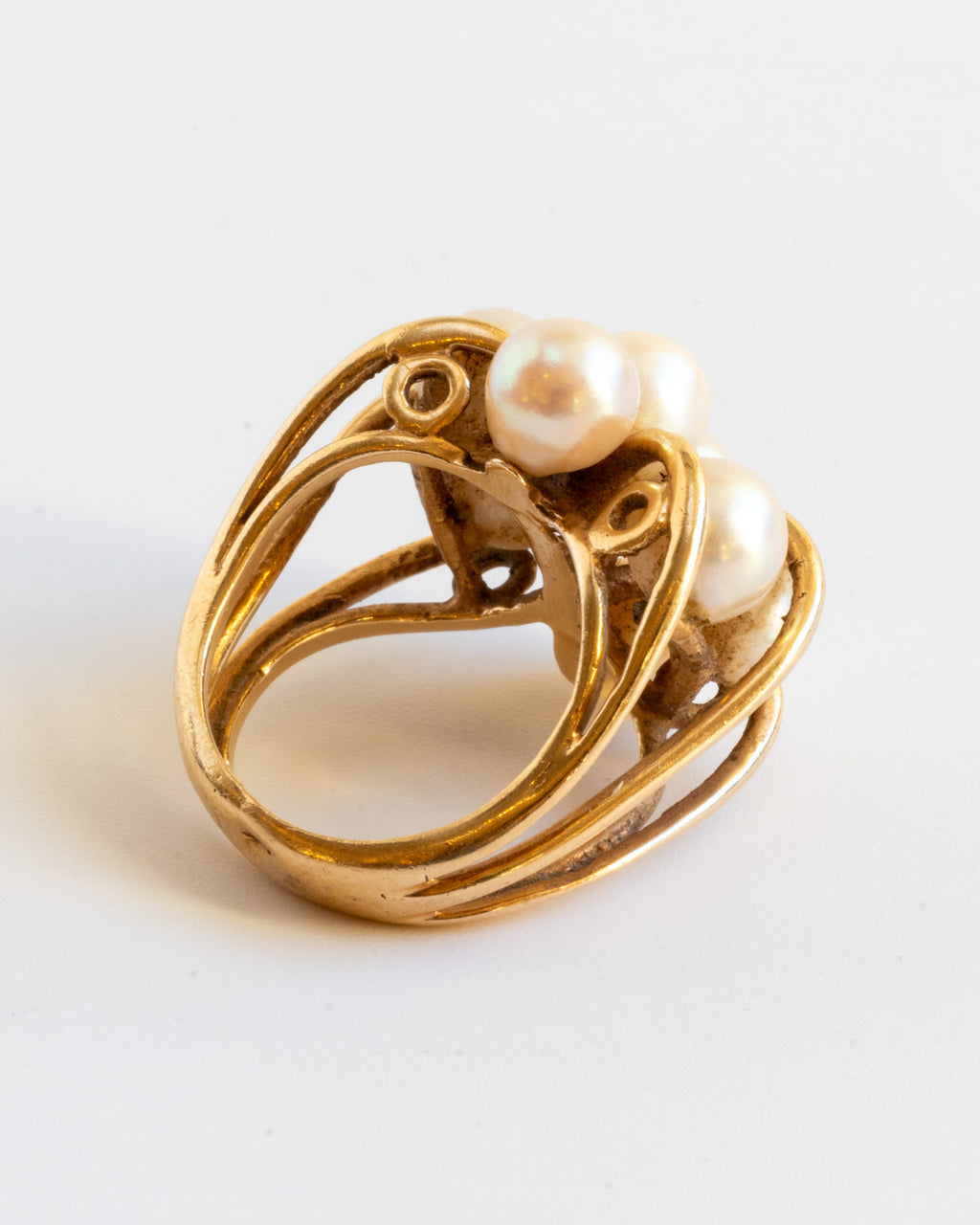 Vintage 14k Pearls Cocktail Ring