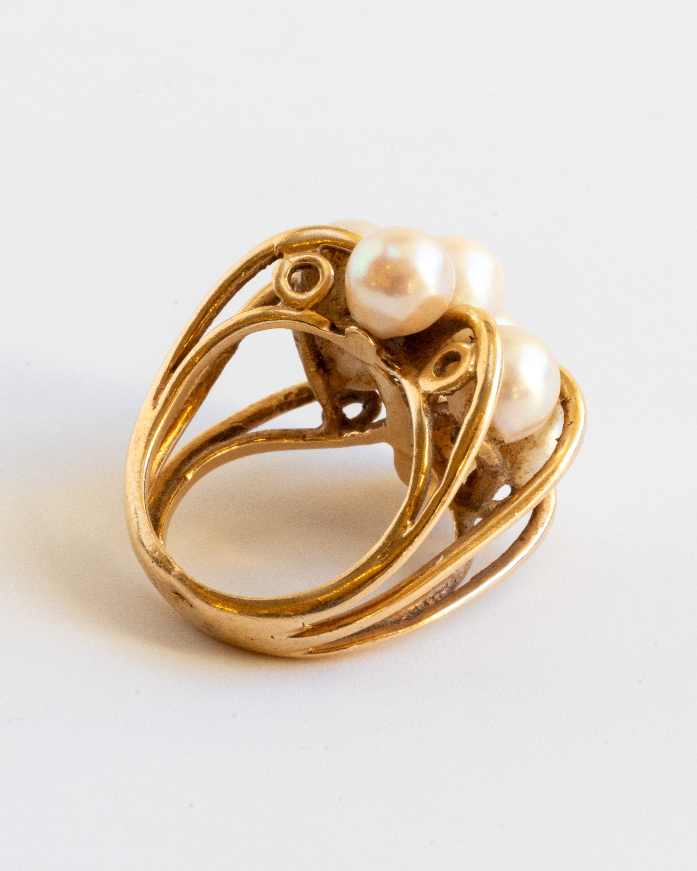 Vintage 14k Pearls Cocktail Ring