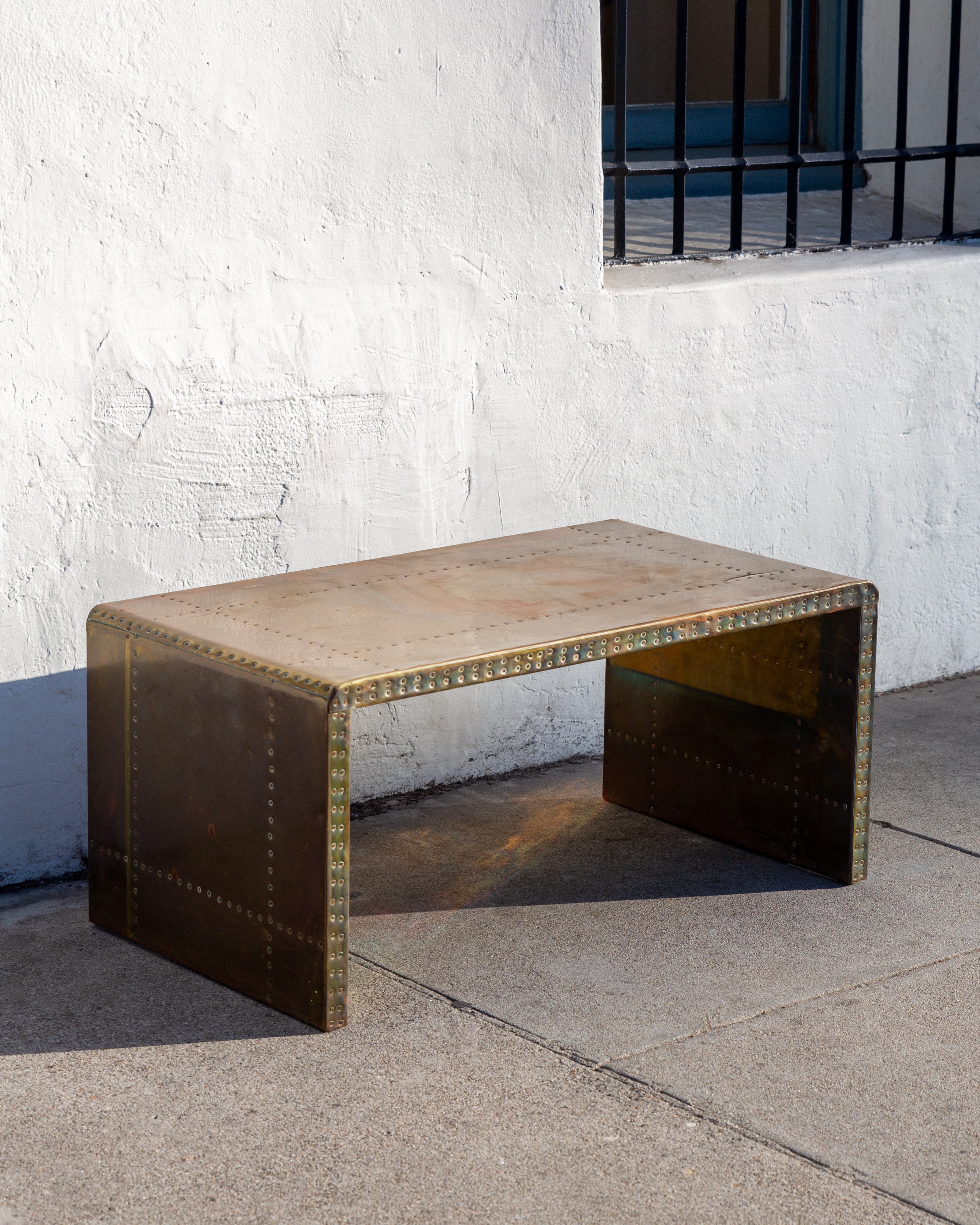 1970's Brass Clad Waterfall Table by Sarreid