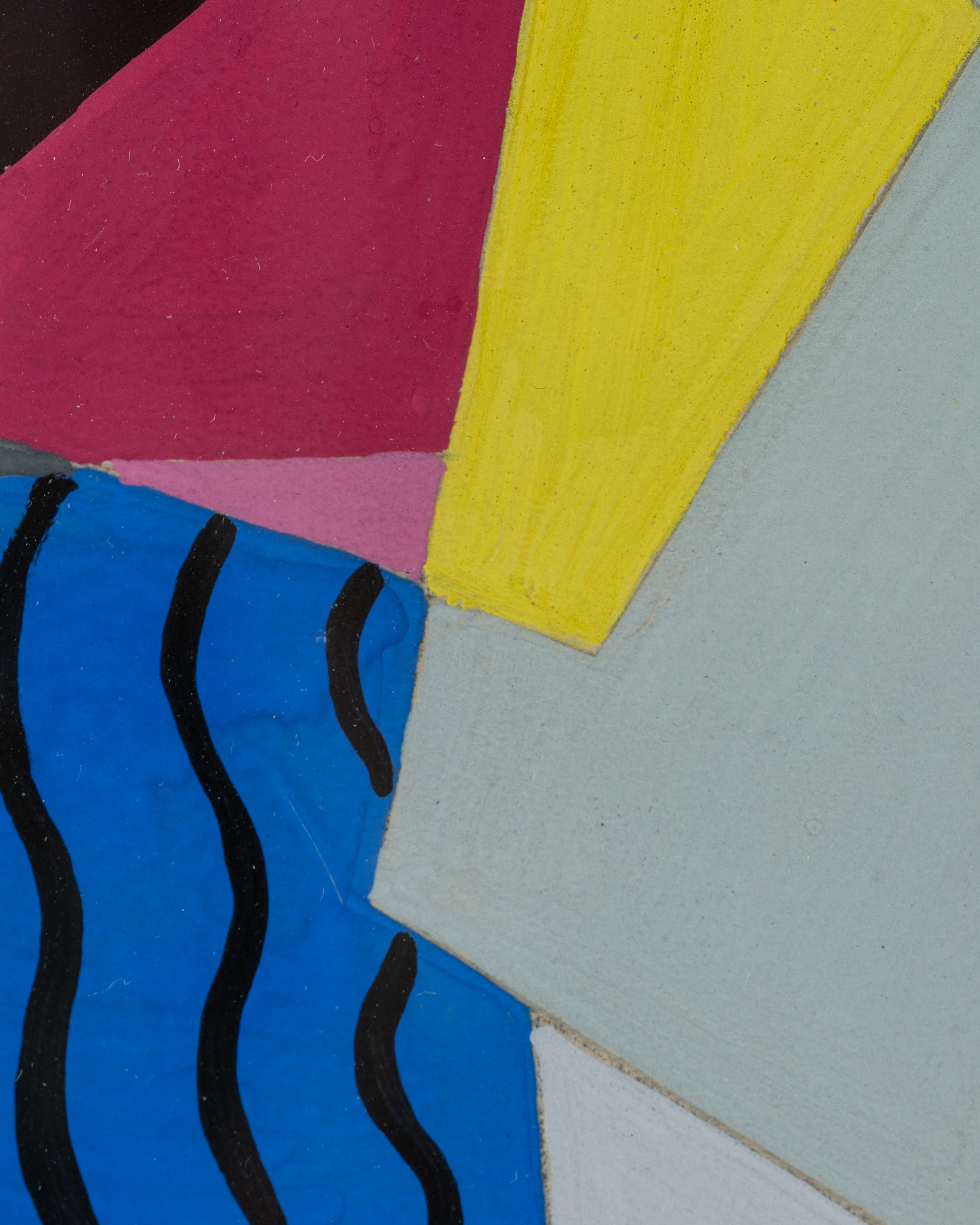 Vintage Framed Painting, Cubist Tempera on Paper by California, Bay Area Painter