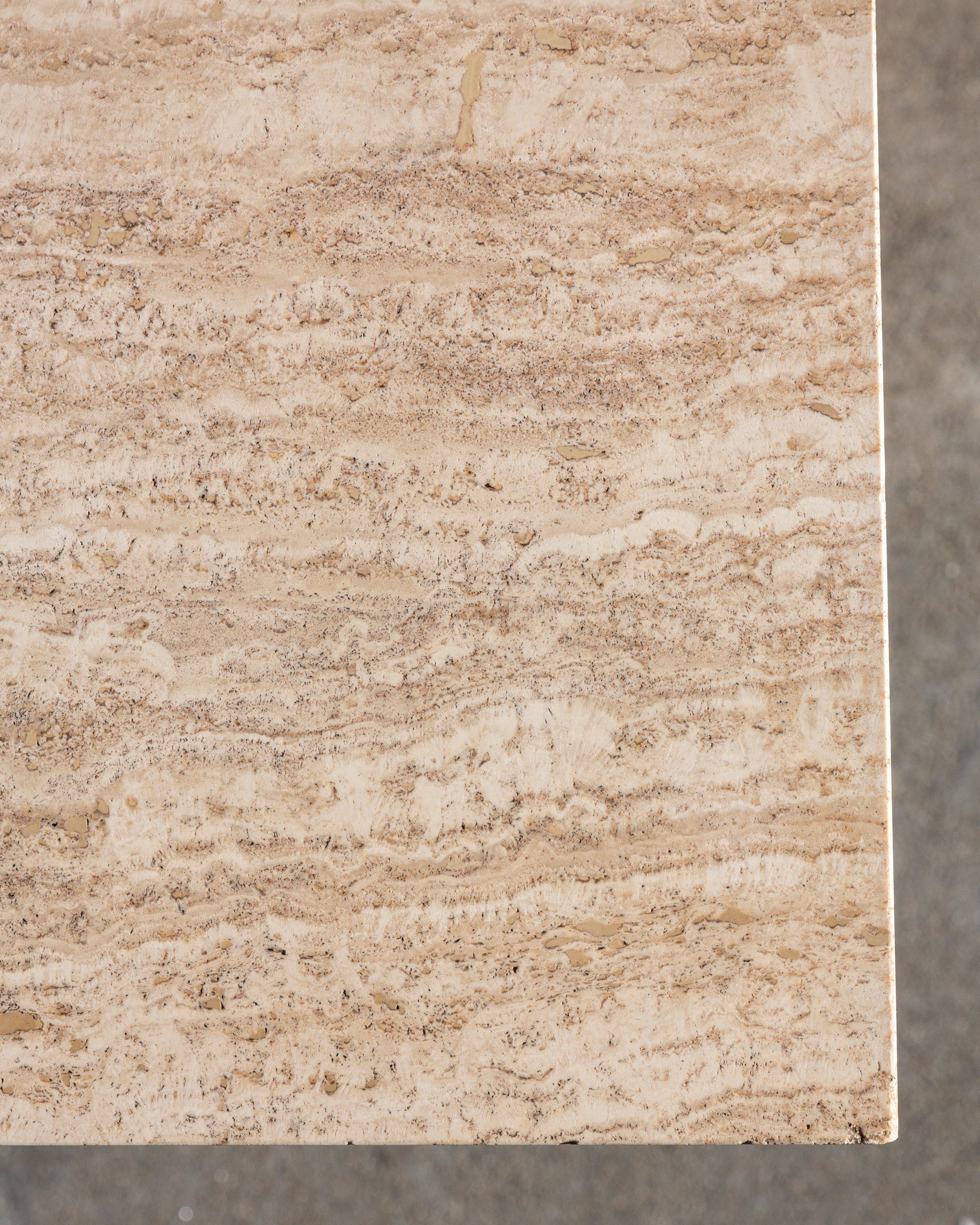 Vintage Hand Forged Iron Sculptural Table Base with Travertine Marble Top