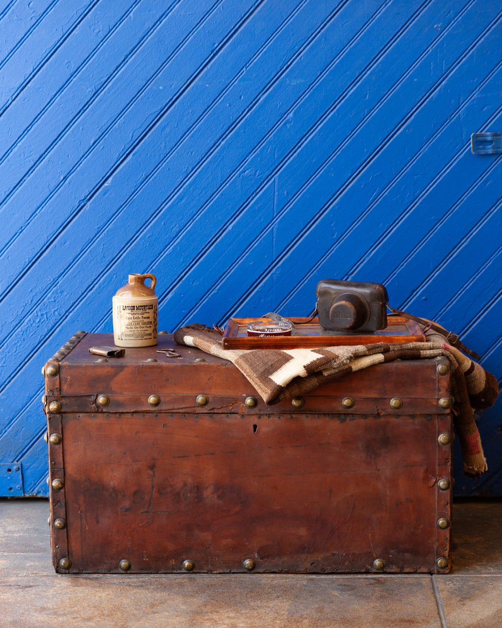 Antique Brown Leather Trunk